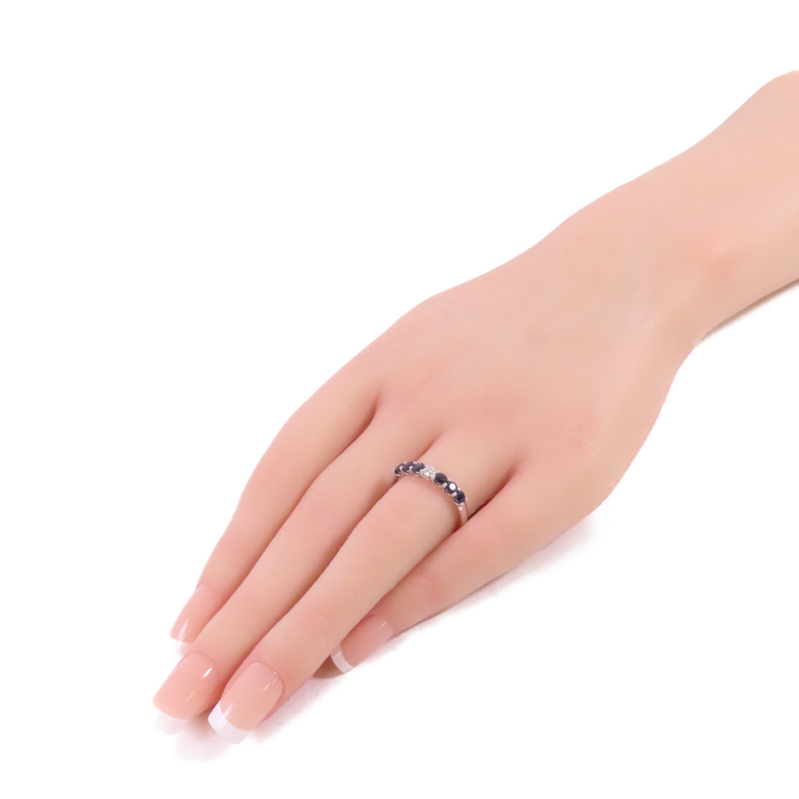 JEWELRY PT900鉑金/0.73ct藍寶石/0.13ct鑽石Sapphire/Diamond Ring戒指US#6.25