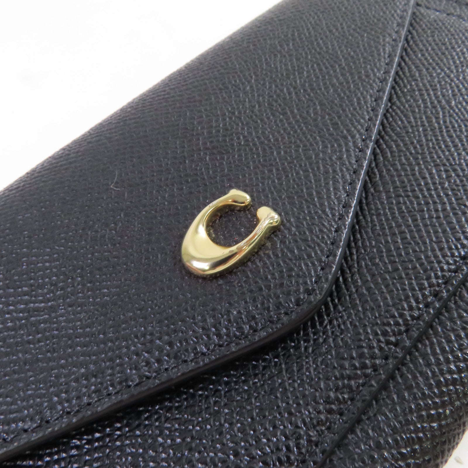 COACH 牛皮皮革Long wallet金扣長錢包黑色