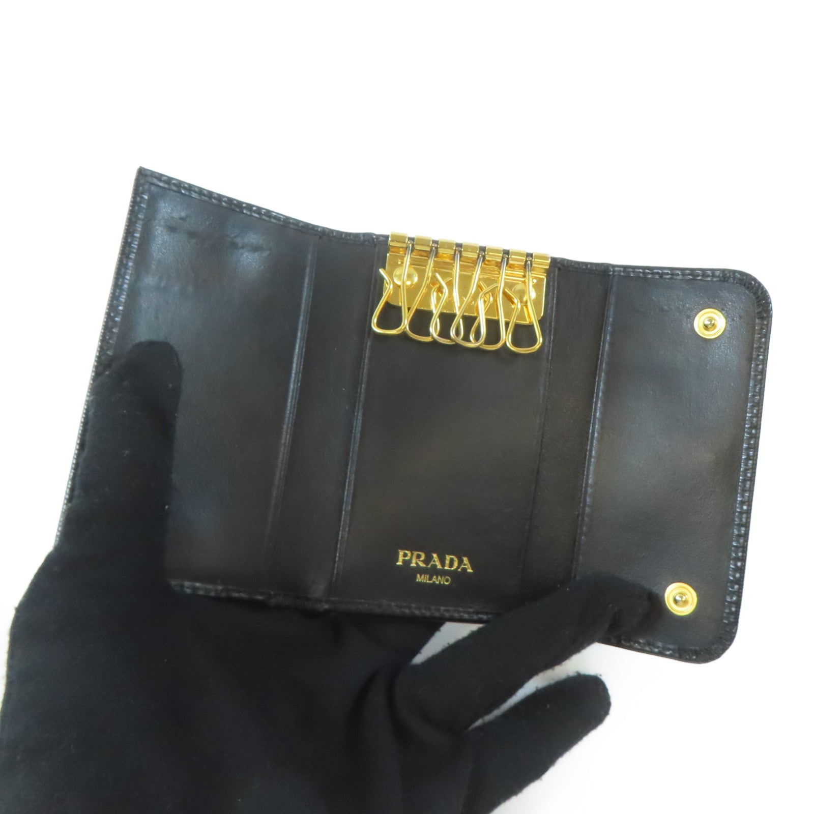 PRADA 牛皮皮革Key Case鎖匙包黑色