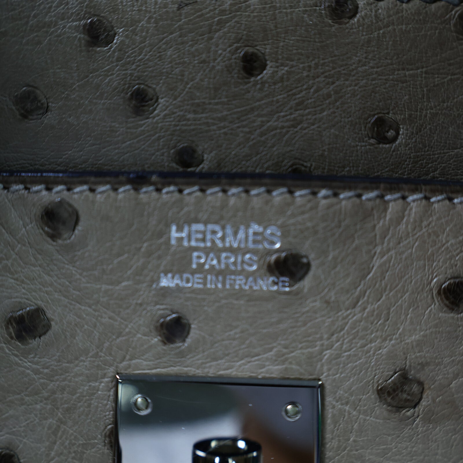 HERMES 鴕鳥皮革Birkin 30手挽袋Gris Taurterelle