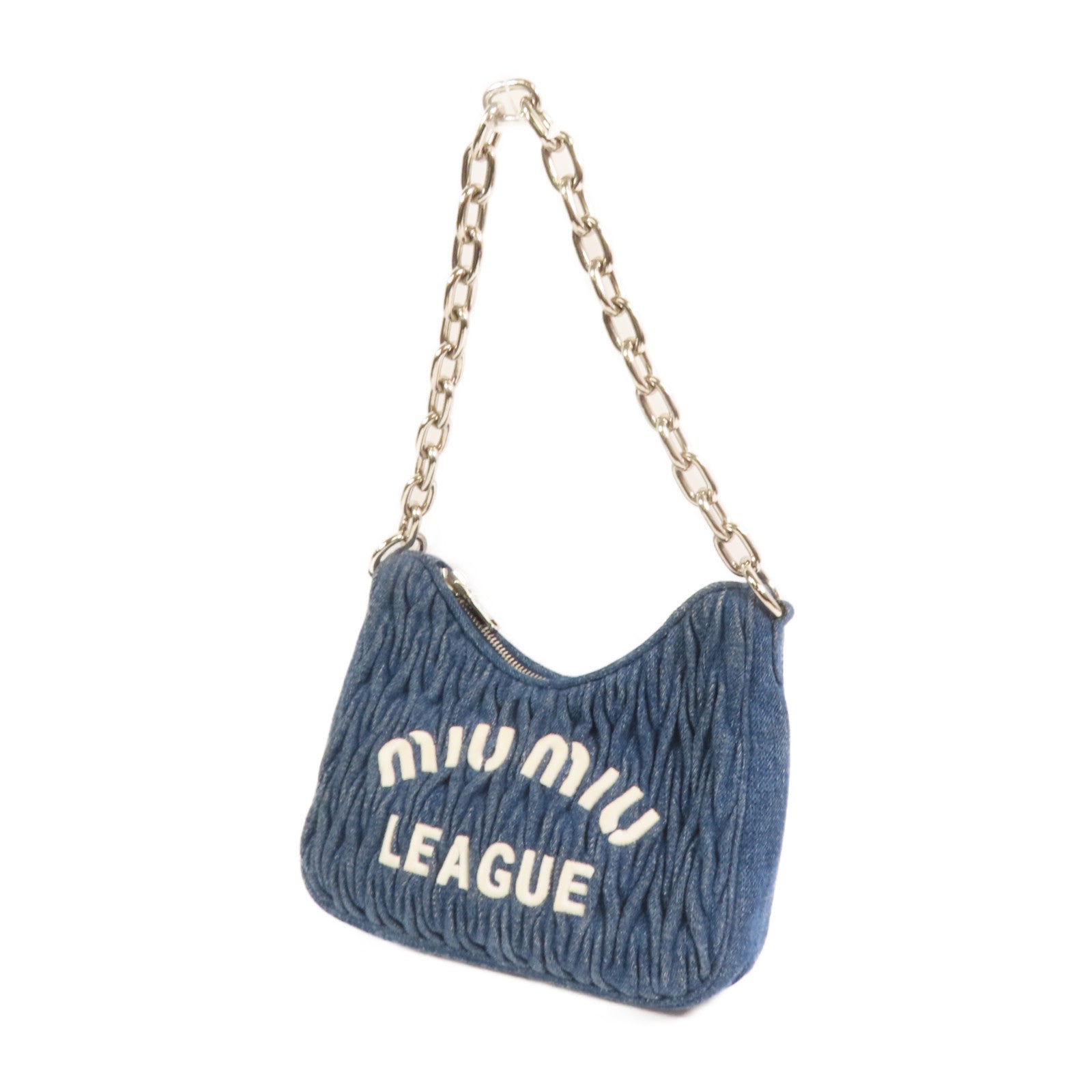 Miu Miu 牛仔布2Way Shoulder Bag銀扣手挽肩背兩用袋