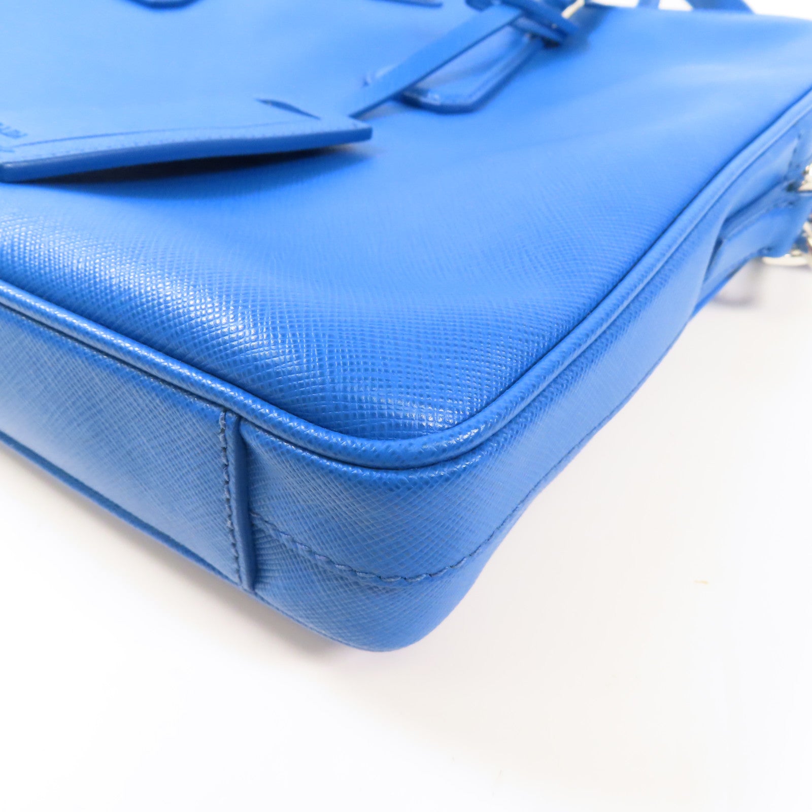 PRADA SHW Business Bag 2Way Shoulder Hand Bag PVC Coated Canvas Blue