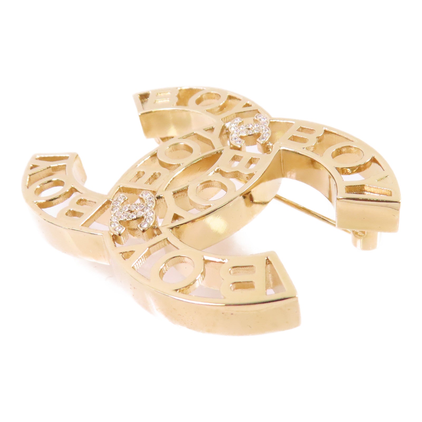 CHANEL 金屬/水鑽CC Brooch胸針