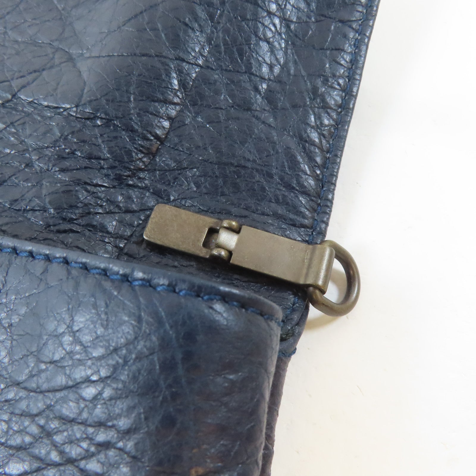 BALENCIAGA 牛皮皮革Clutch Bag黑扣手拿包深藍色