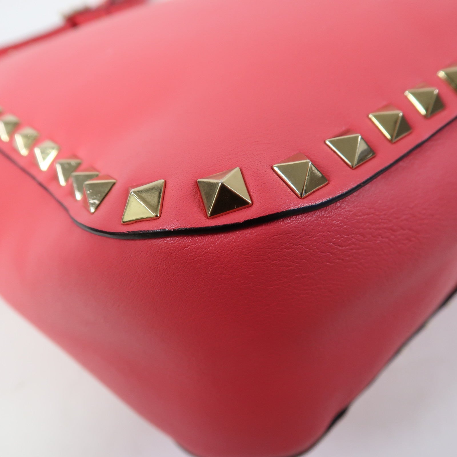Valentino 【激減優惠】牛皮皮革Shoulder Bag金扣肩背袋粉紅色
