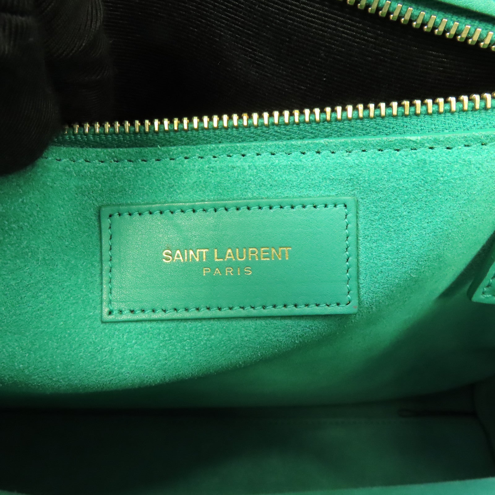 YVES SAINT LAURENT 牛皮皮革Shoulder Bag金扣手挽肩背兩用袋綠色