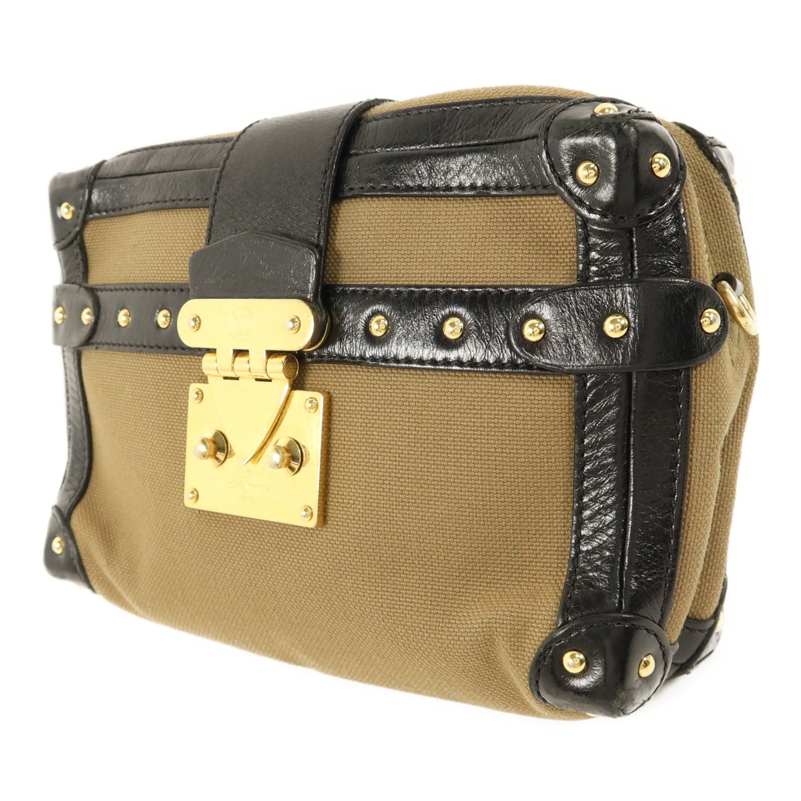 LOUIS VUITTON 帆布Petite Malle Soft MM金扣肩背袋