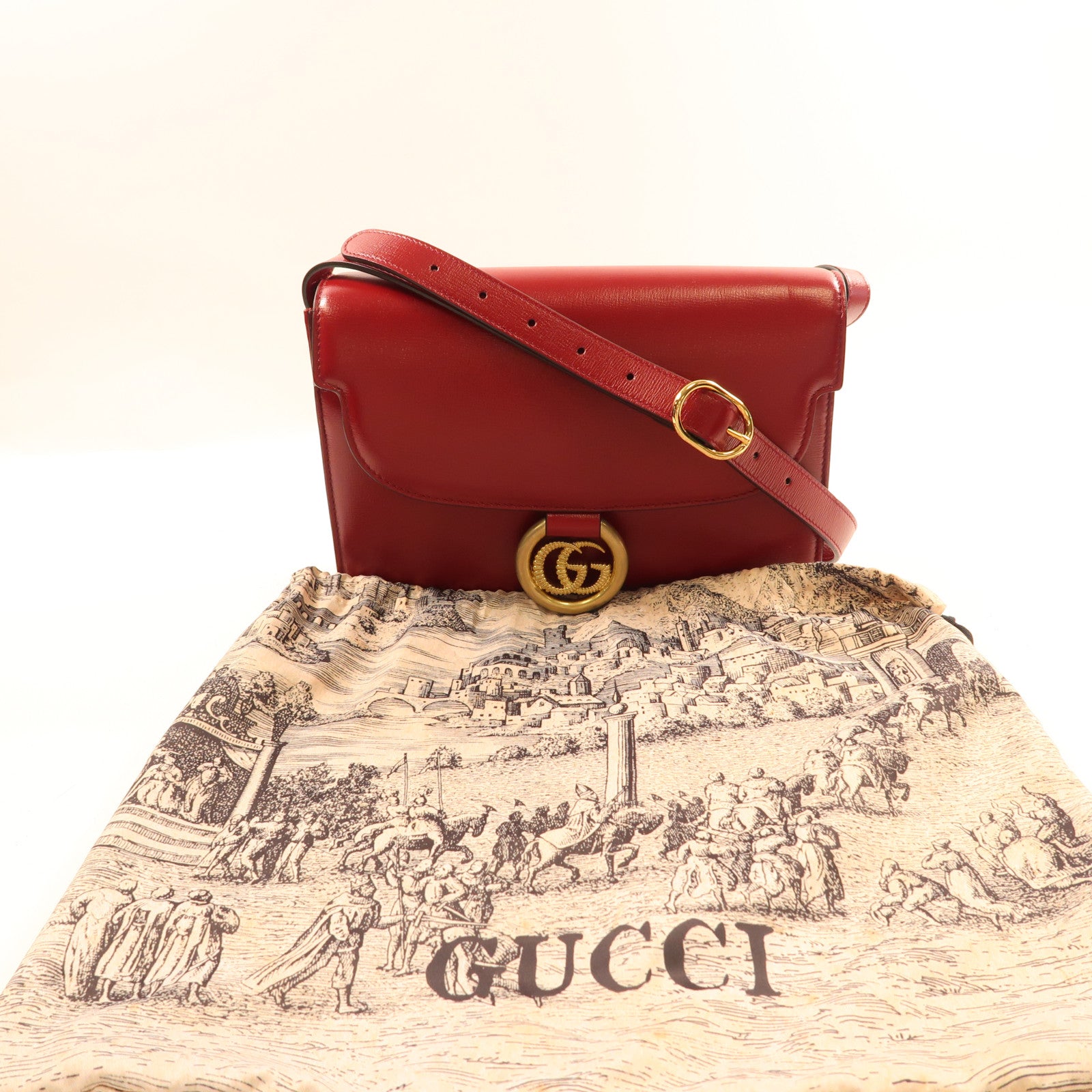 GUCCI 牛皮皮革Shoulder Bag金扣肩背袋