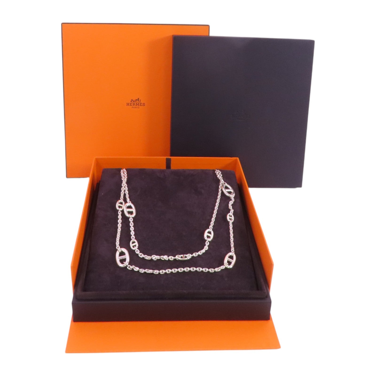 HERMES 925純銀Farandole Long Necklace銀扣項鏈