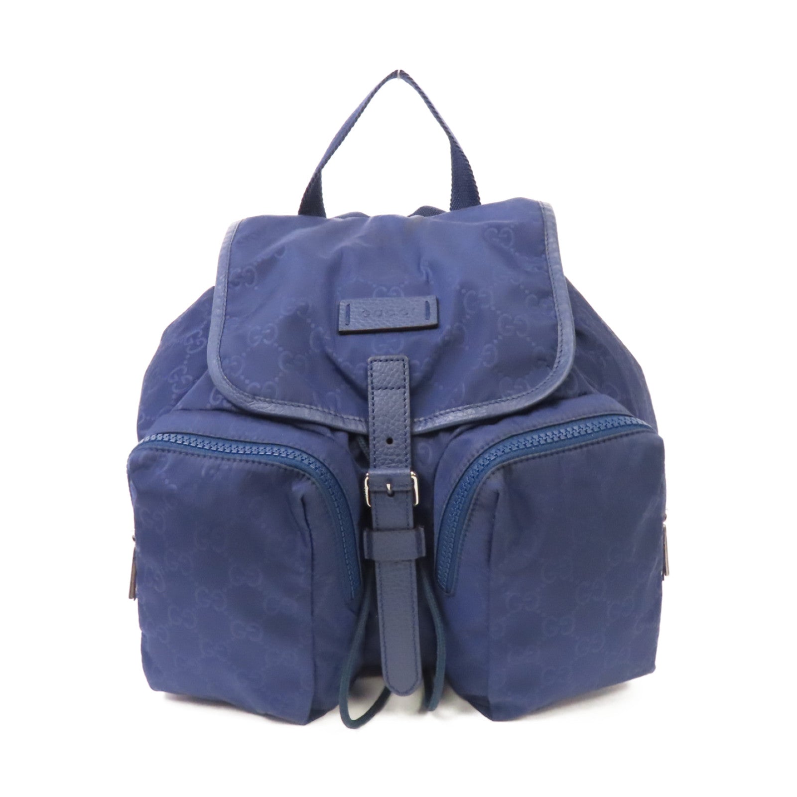 GUCCI 尼龍Rucksack銀扣背包藍色