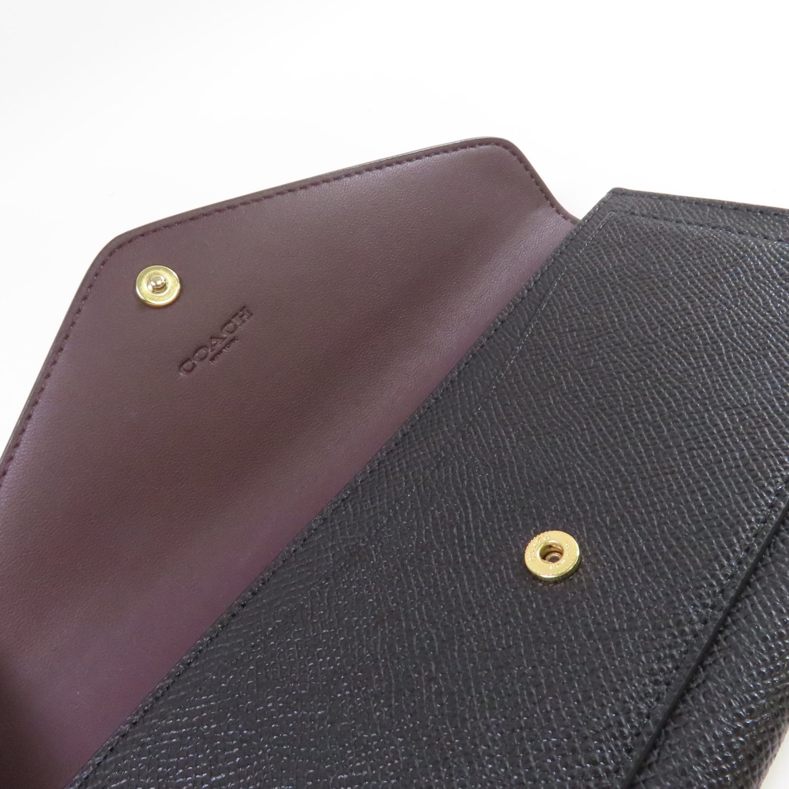 COACH 牛皮皮革Long wallet金扣長錢包黑色
