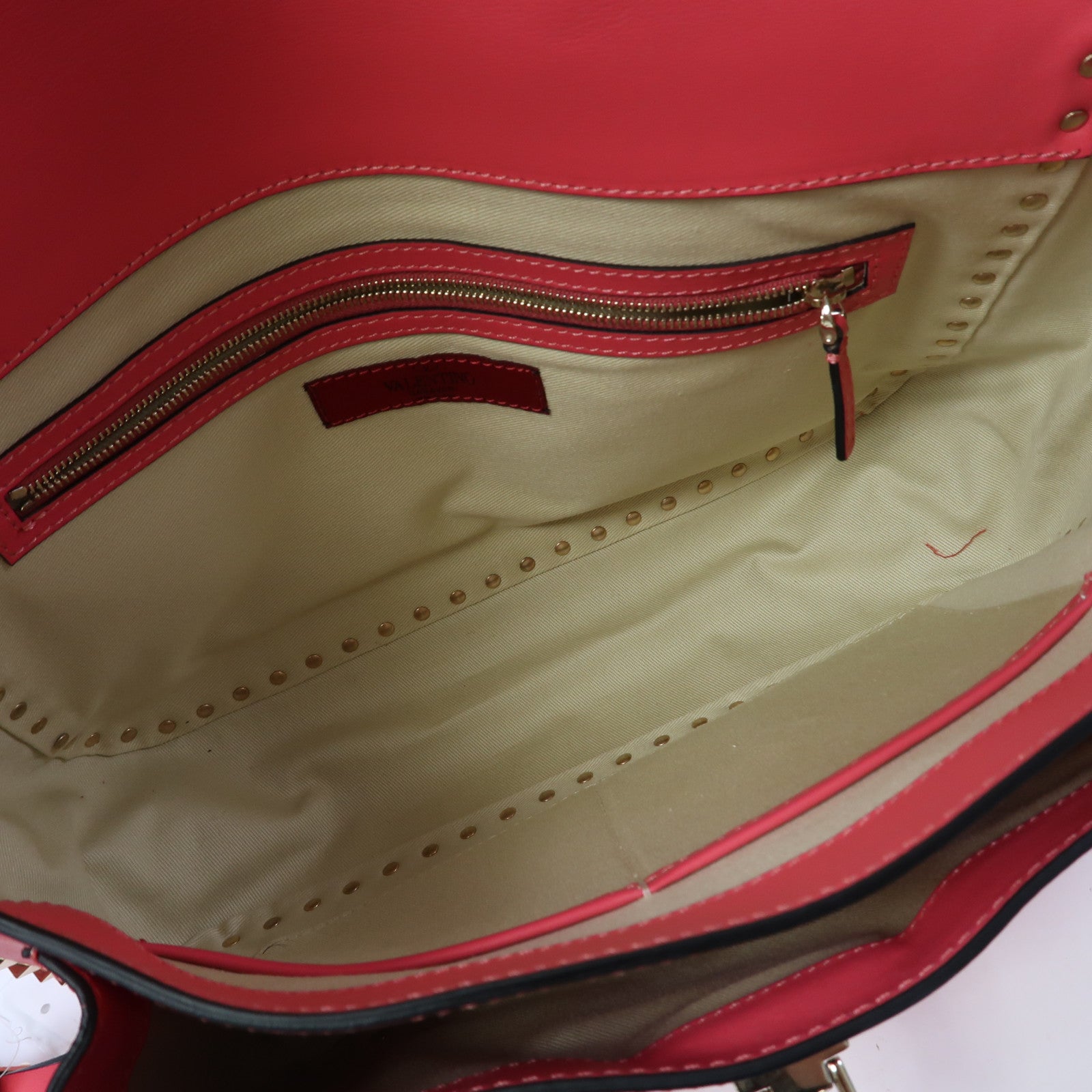 Valentino 【激減優惠】牛皮皮革Shoulder Bag金扣肩背袋粉紅色