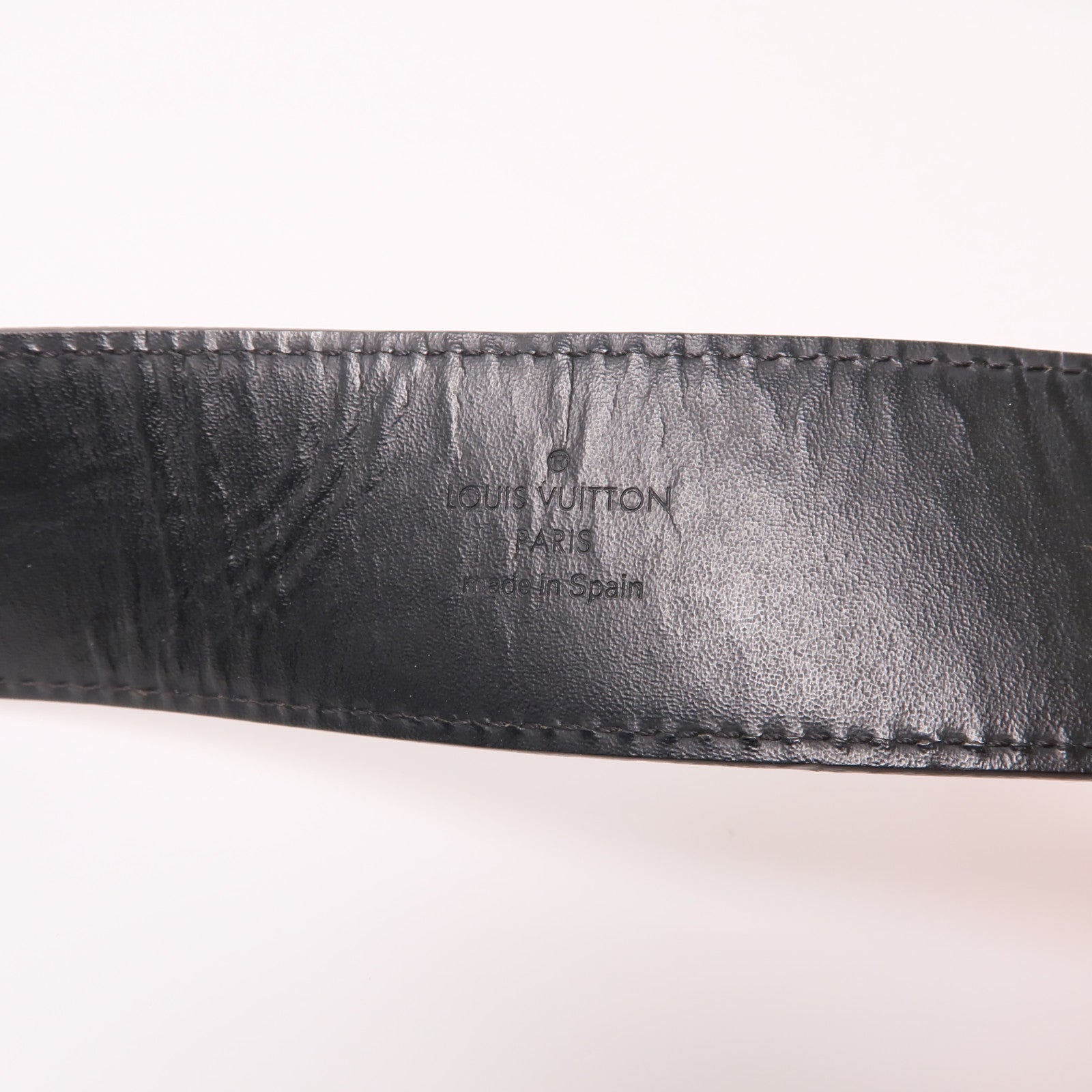 LOUIS VUITTON Micro Damier Belt銀扣腰帶棕色/黑色