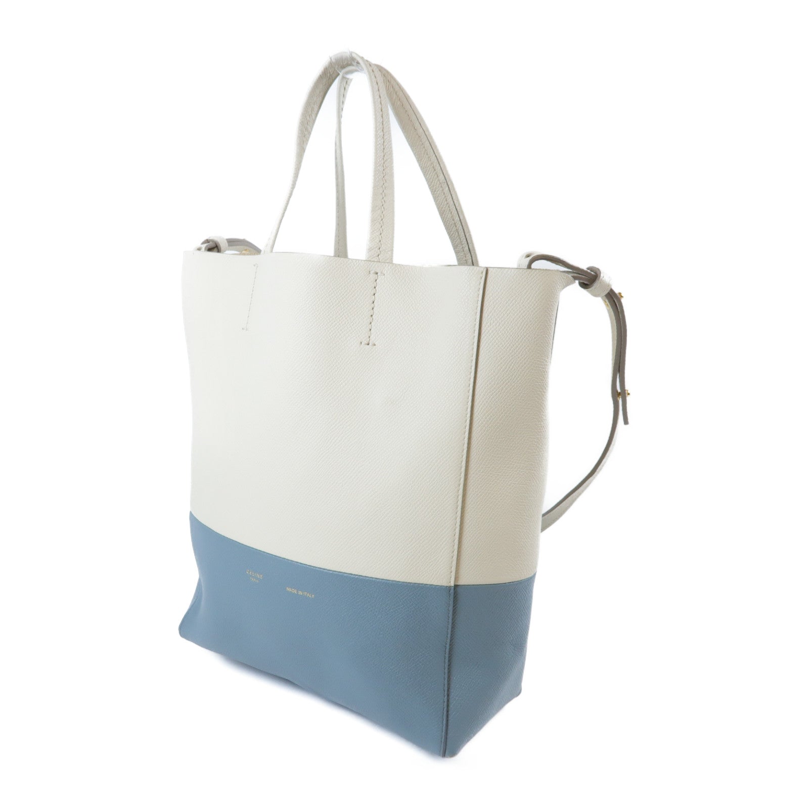 CELINE **【激減優惠】牛皮皮革Cabas 2 Way Shoulder Bag金扣手挽肩背兩用袋白色/藍色