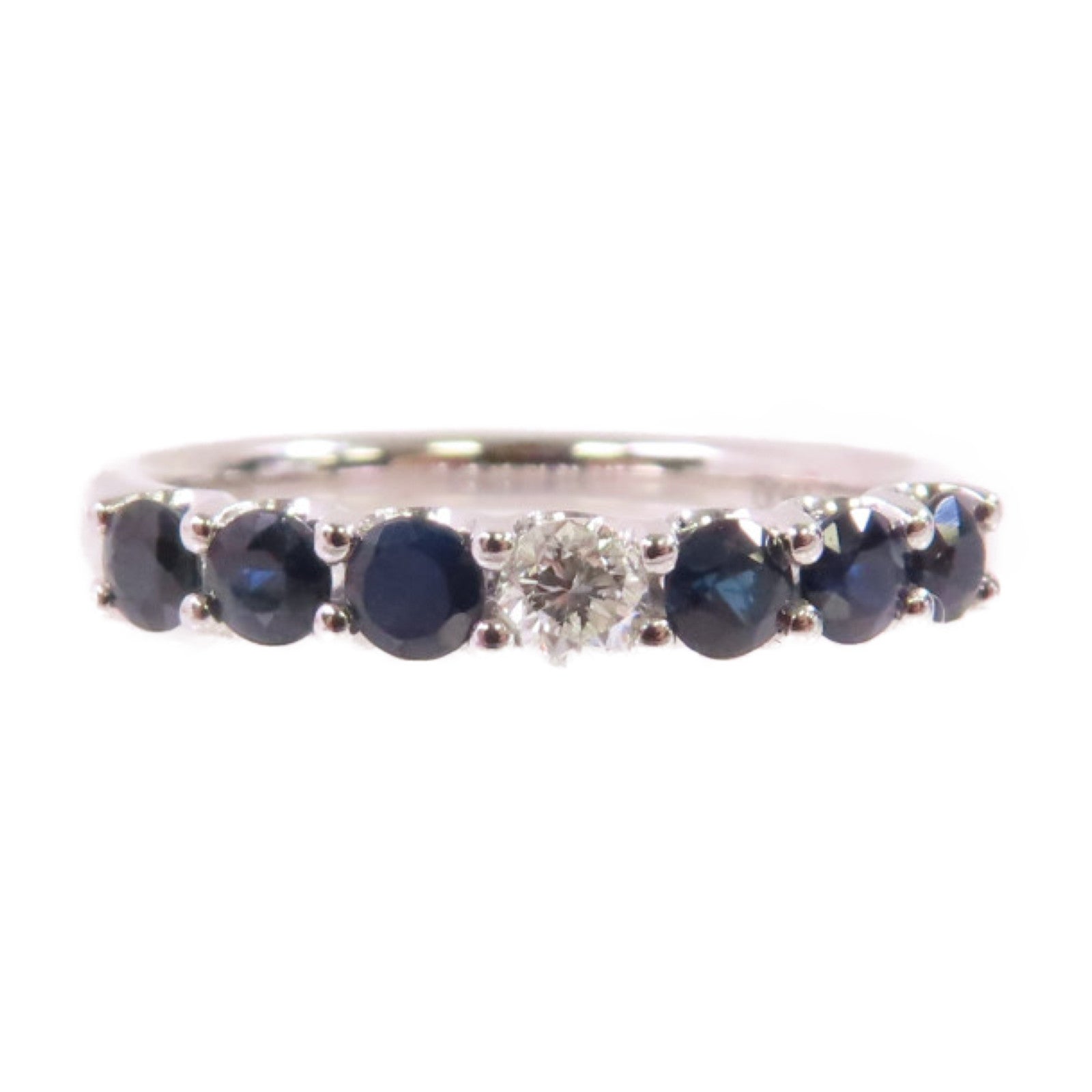JEWELRY PT900鉑金/0.73ct藍寶石/0.13ct鑽石Sapphire/Diamond Ring戒指US#6.25