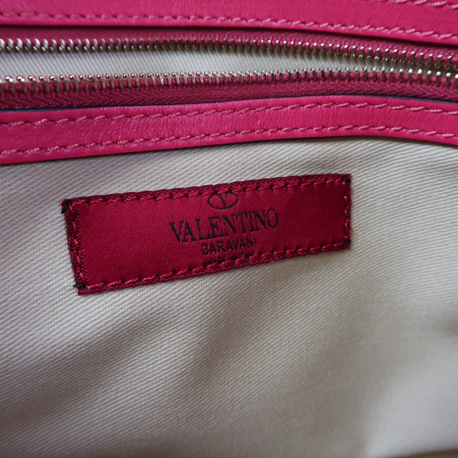 Valentino 【激減優惠】牛皮皮革Shoulder Bag金扣肩背袋粉紅色