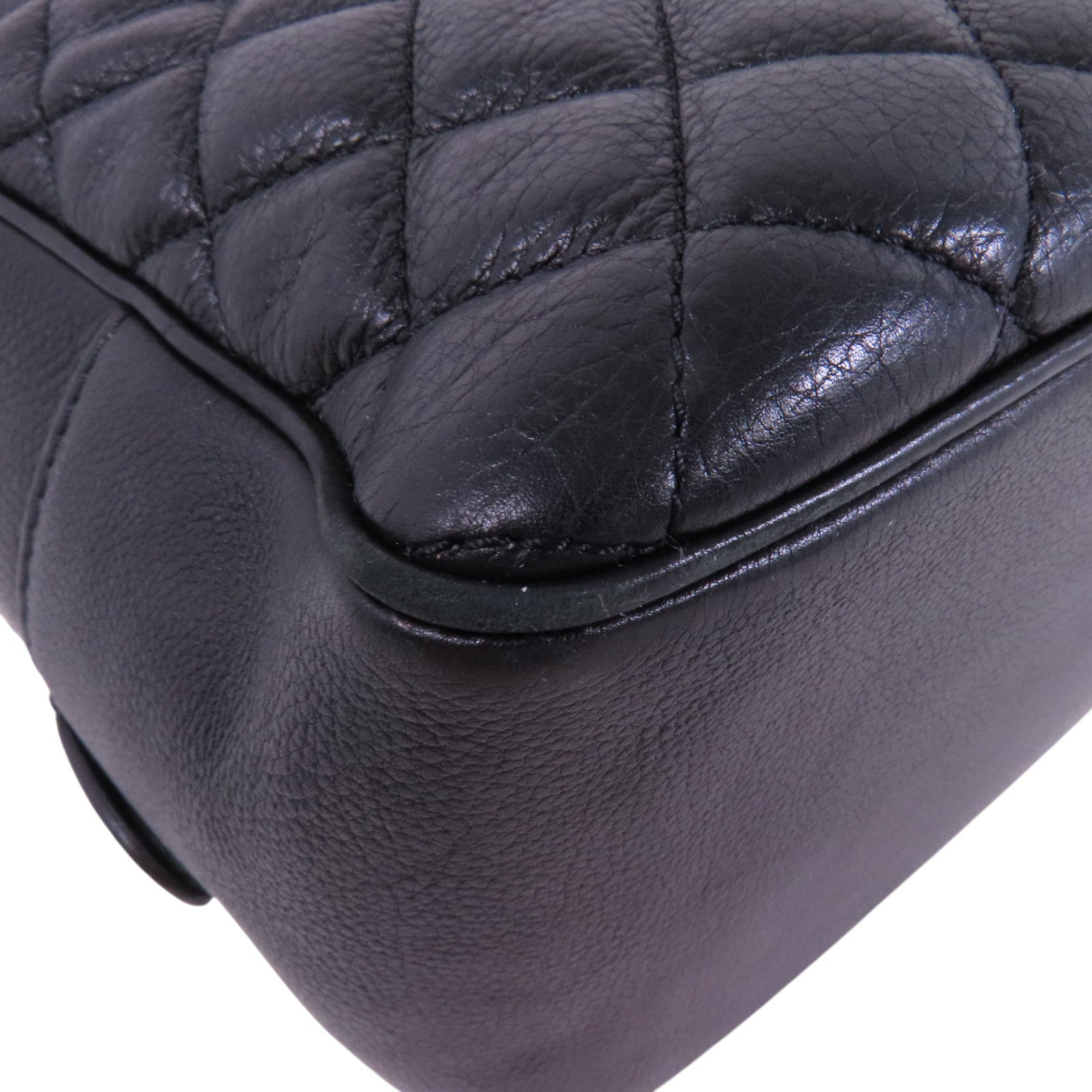 CHANEL 牛皮皮革Chain Shoulder金扣手挽肩背兩用袋