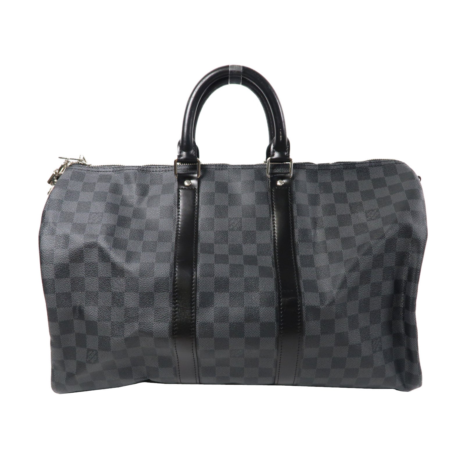 LOUIS VUITTON Damier Graphite Keepall Bandoulière 45銀扣波士頓包黑色