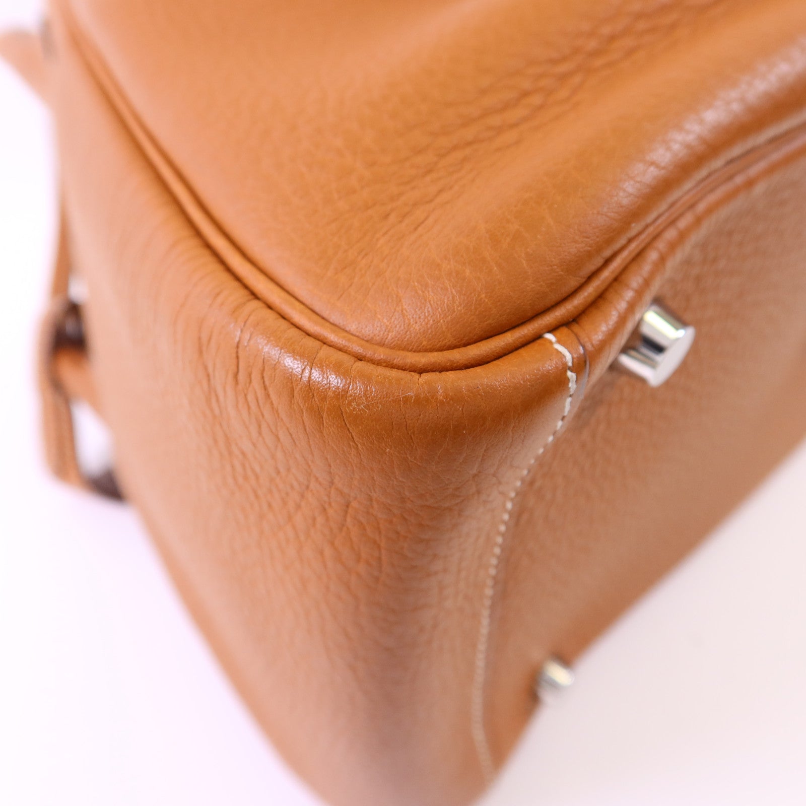 HERMES Clemence皮革Lindy 30銀扣手挽肩背兩用袋Gold