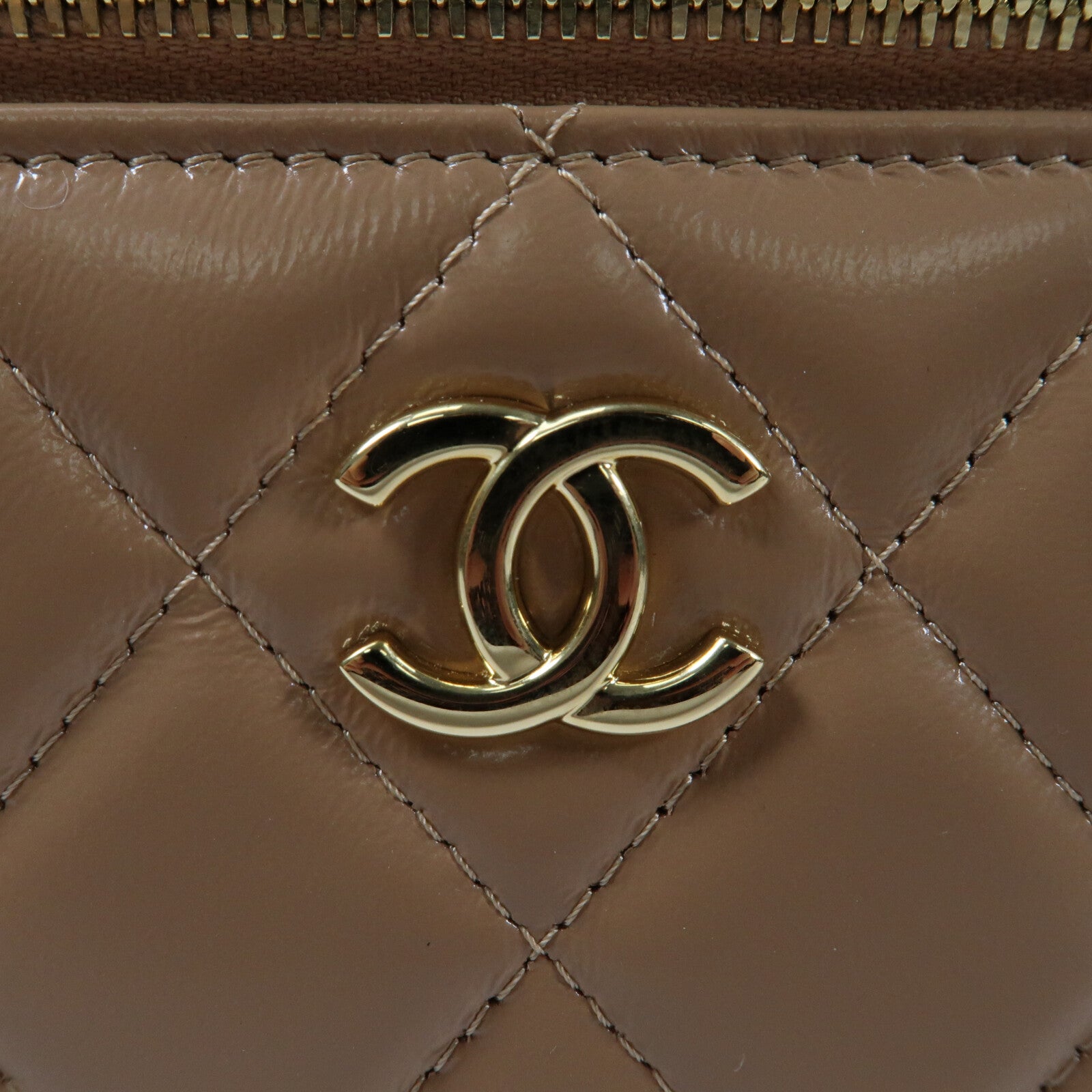 CHANEL 羊皮皮革Vanity Case金扣鏈帶手挽肩背兩用袋