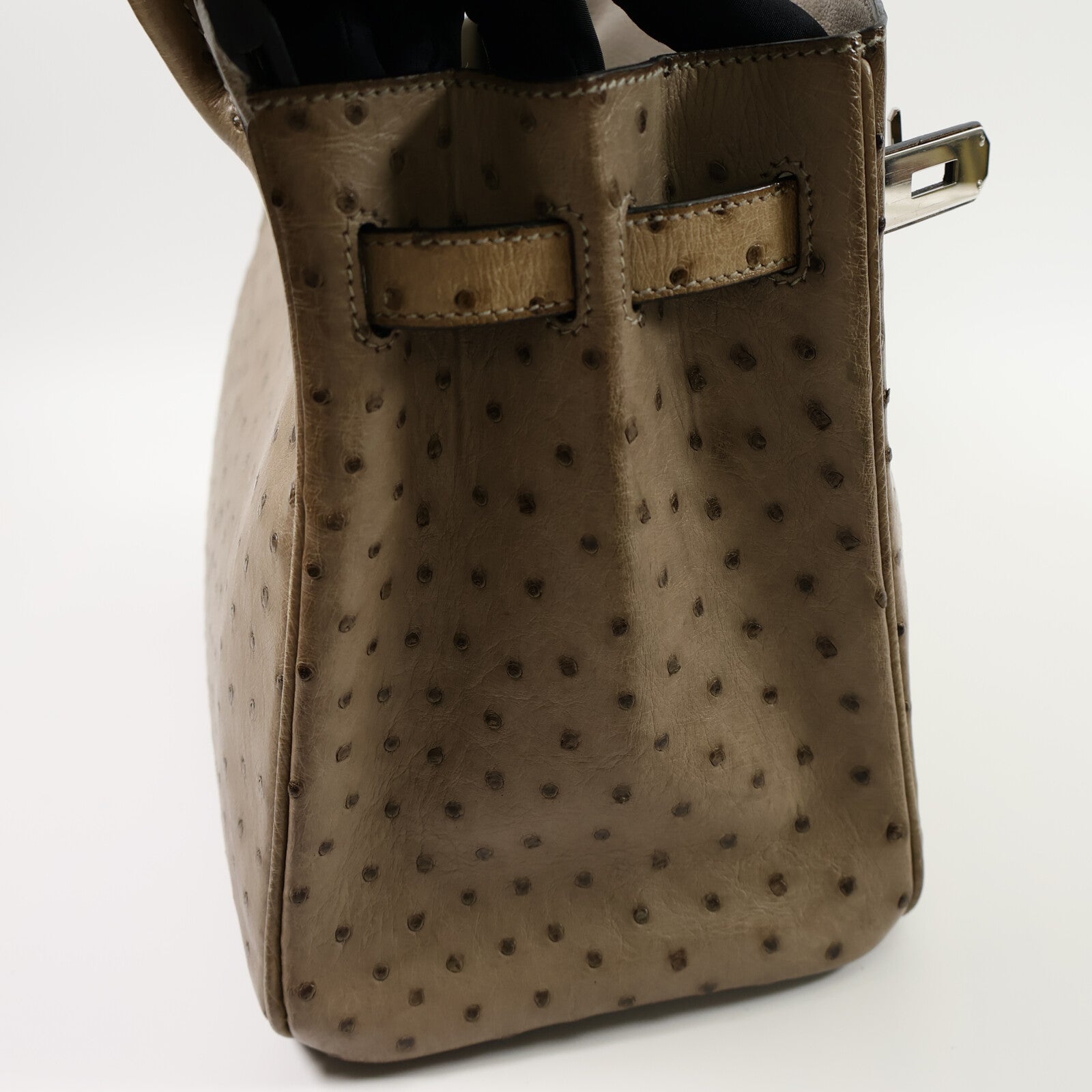 HERMES 鴕鳥皮革Birkin 30手挽袋Gris Taurterelle