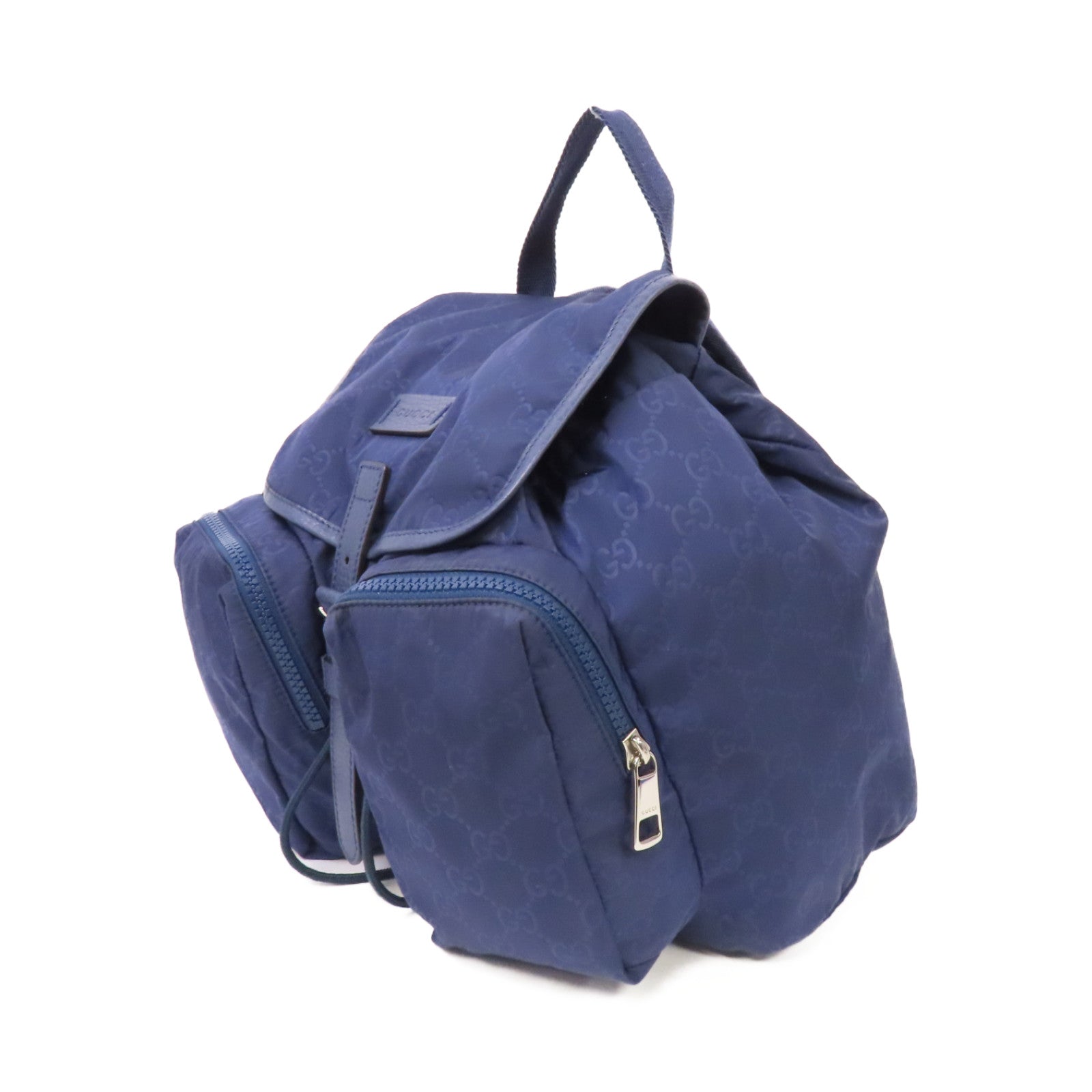 GUCCI 尼龍Rucksack銀扣背包藍色