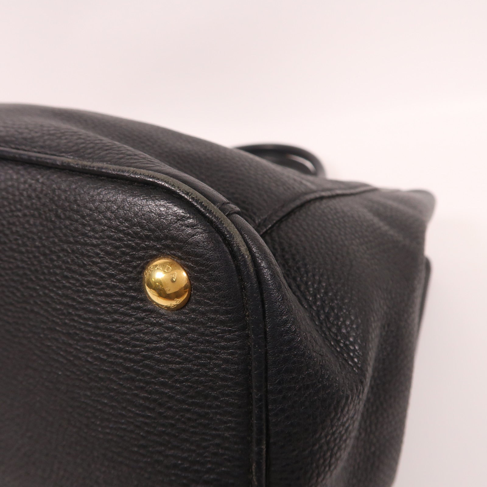 PRADA 牛皮皮革2 Way Shoulder Bag金扣手挽肩背兩用袋黑色