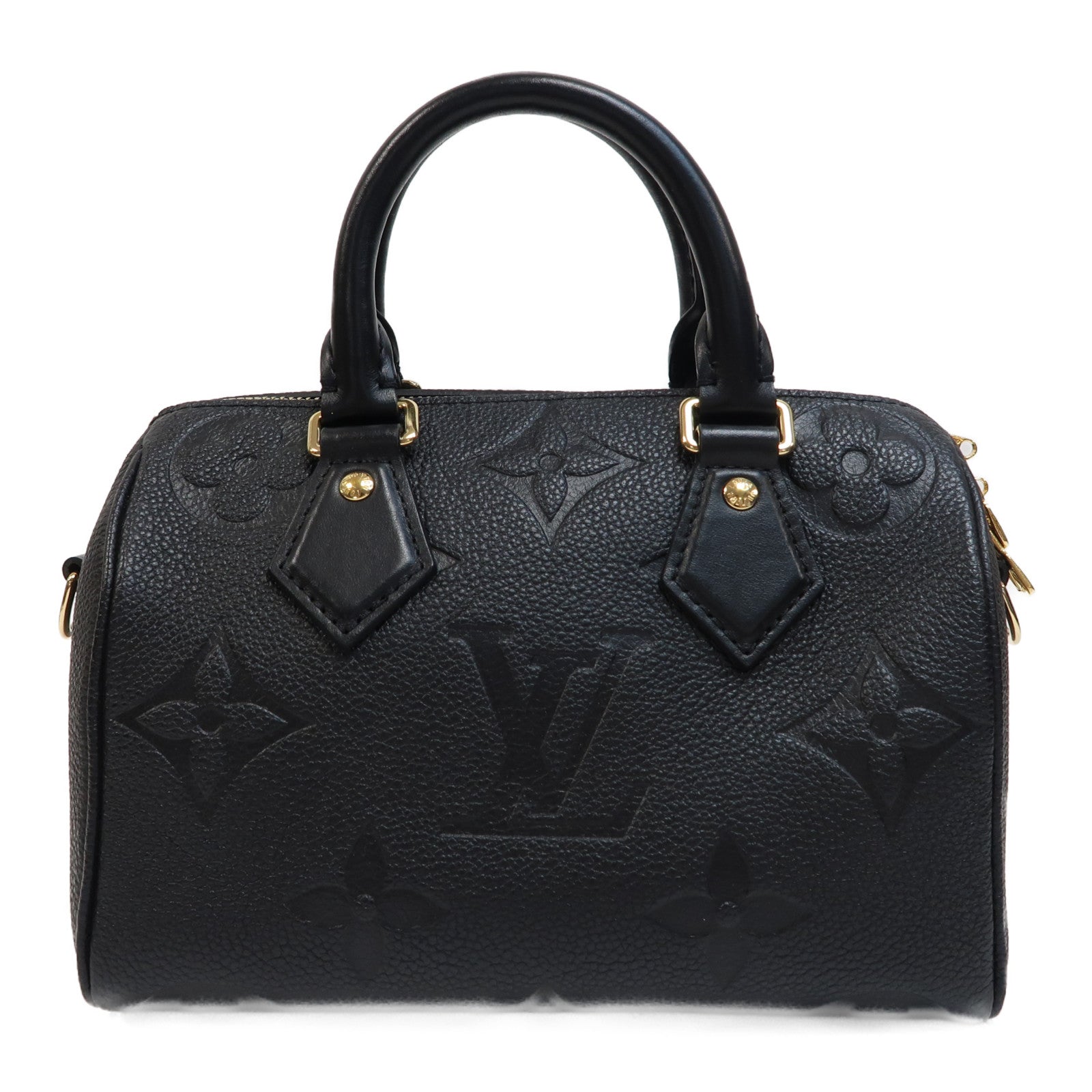 LOUIS VUITTON Monogram Empreinte Speedy Bandouliere 20金扣手挽肩背兩用袋黑色