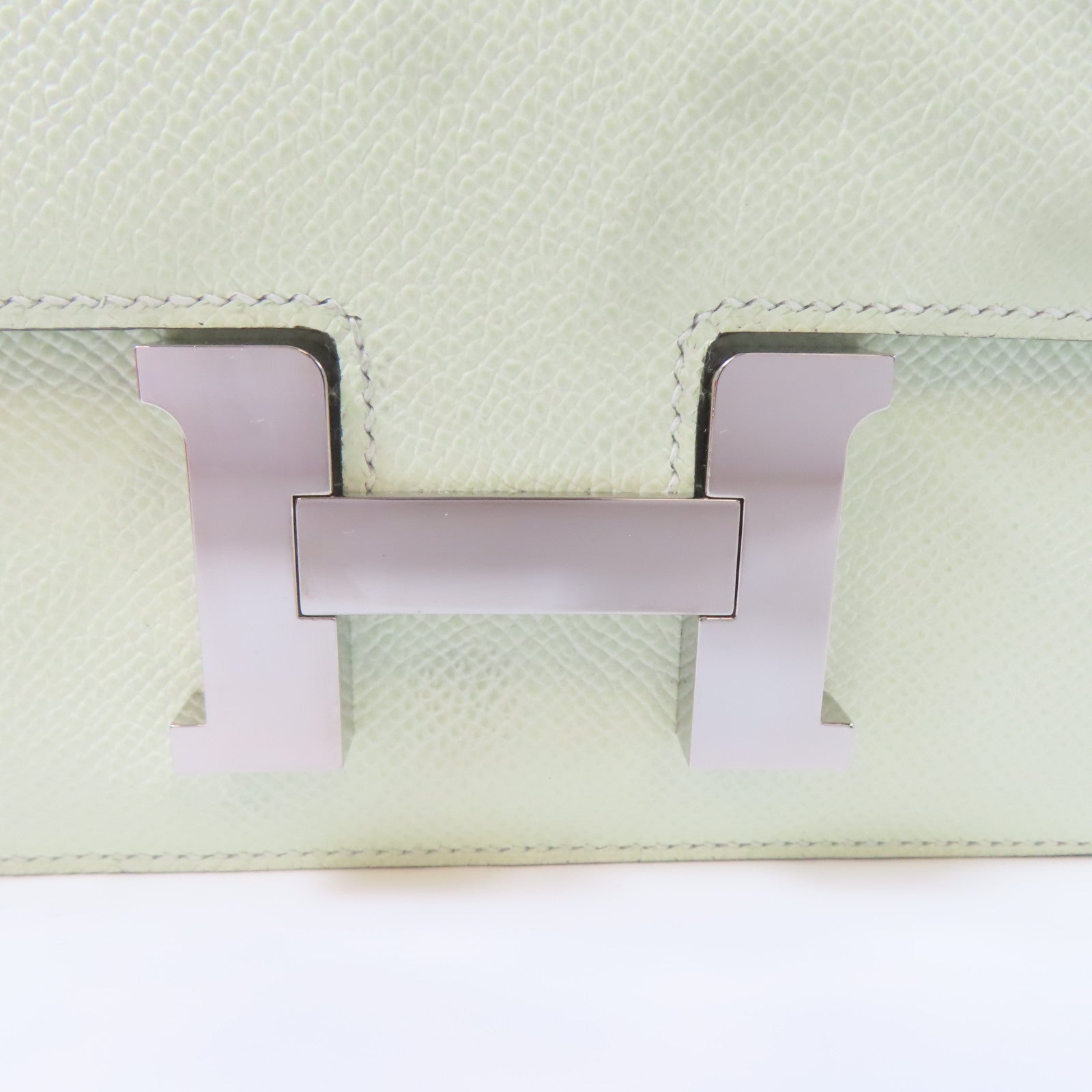HERMES 【激減優惠】Epsom皮革Constance Mini銀扣肩背袋Vert Fizz/綠色
