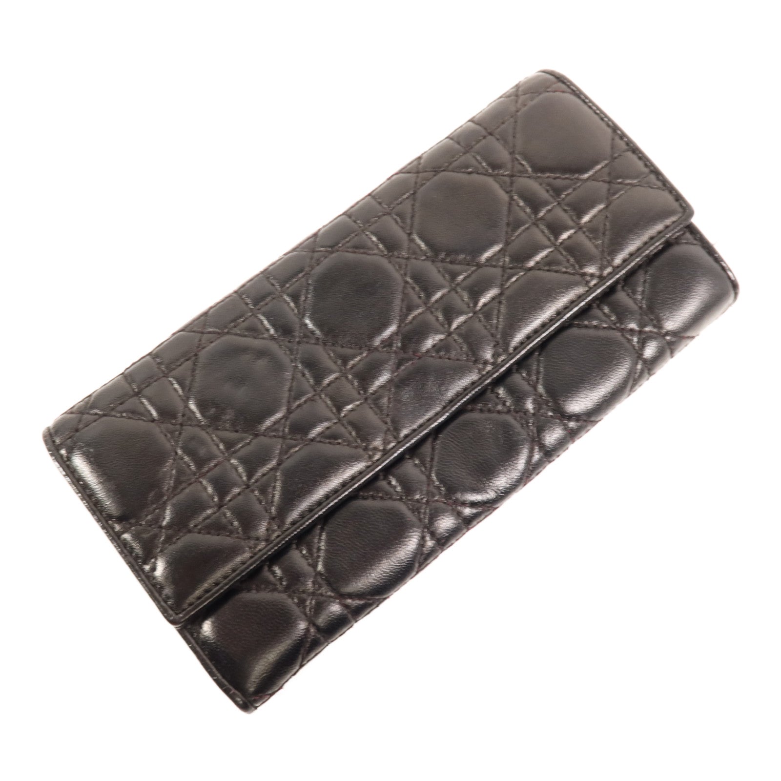 Dior 羊皮皮革Long Wallet銀扣長錢包