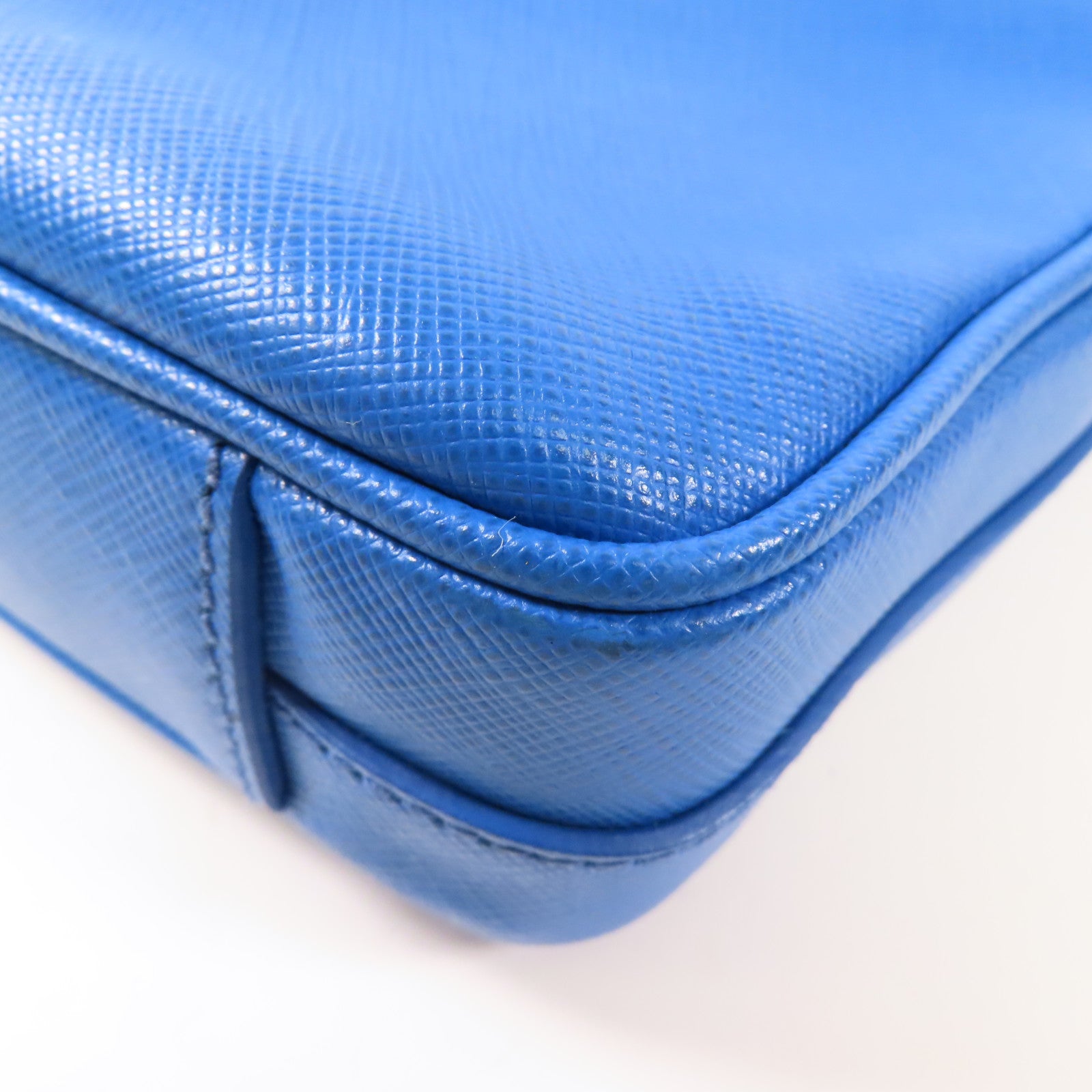 PRADA SHW Business Bag 2Way Shoulder Hand Bag PVC Coated Canvas Blue