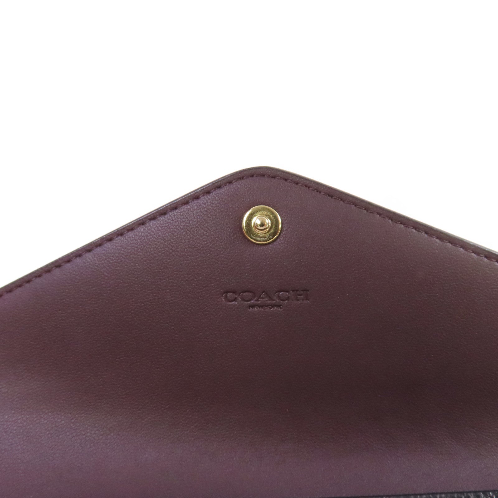 COACH 牛皮皮革Long wallet金扣長錢包黑色