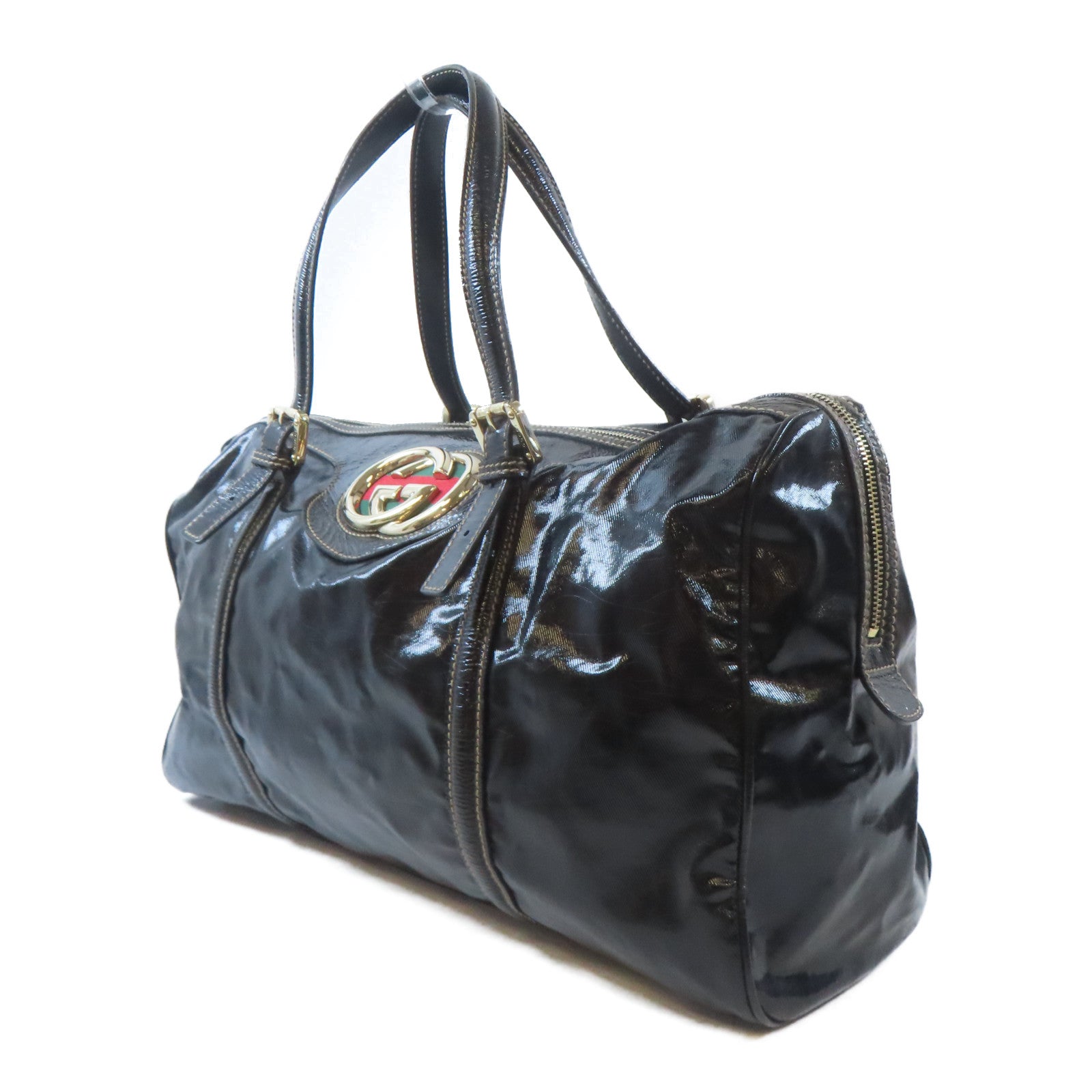 GUCCI PVC Shoulder Bag金扣肩背袋黑色