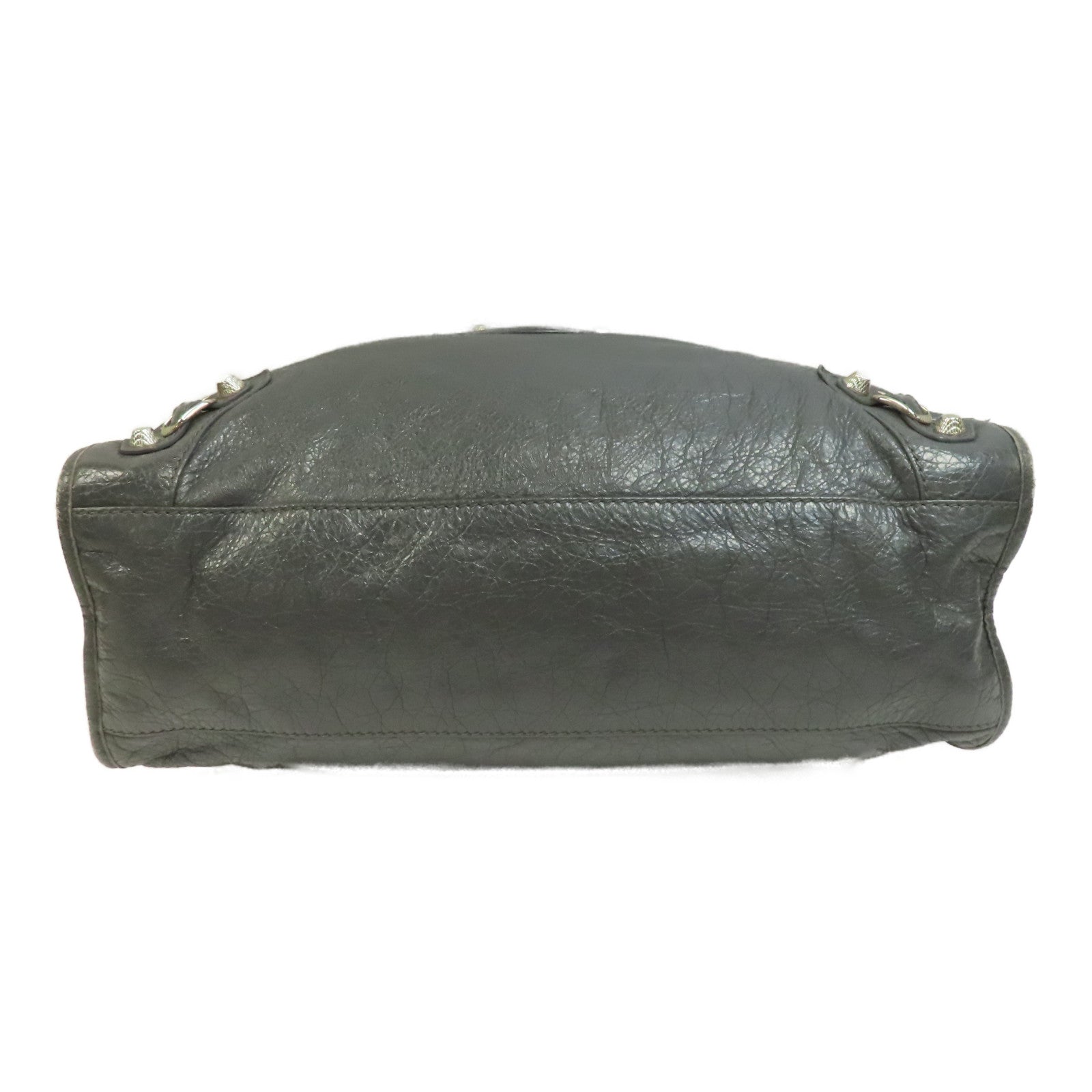 BALENCIAGA 牛皮皮革Giant City Bag銀扣手挽肩背兩用袋灰色