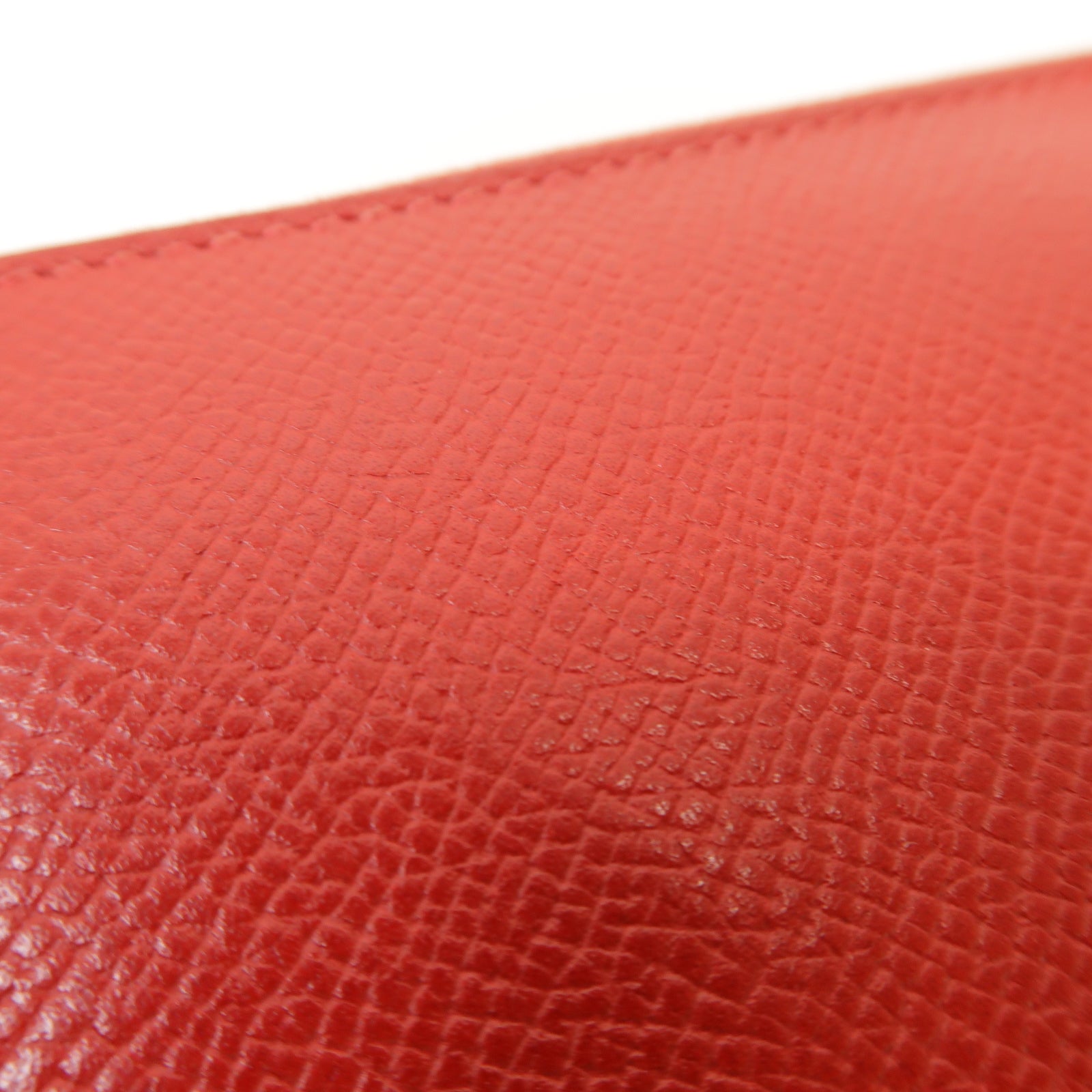 HERMES 【激減優惠】Epsom皮革Zipped Long Wallet銀扣長錢包Rouge Casaque紅色