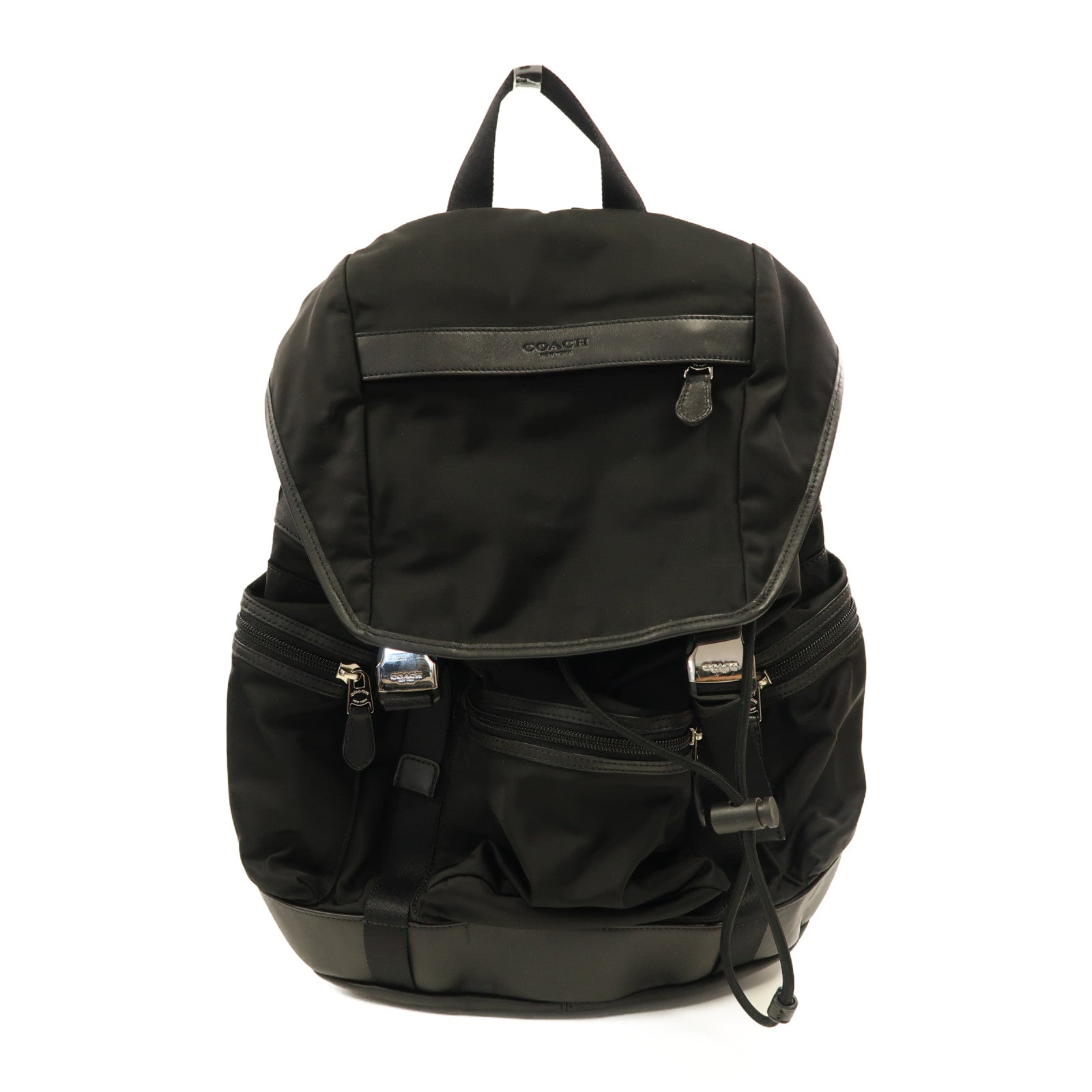 COACH 尼龍Rucksack銀扣背包黑色