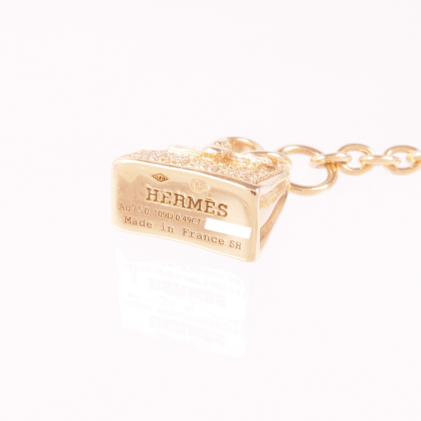 HERMES 18K玫瑰金Birkin Bracelet鑽石項鍊