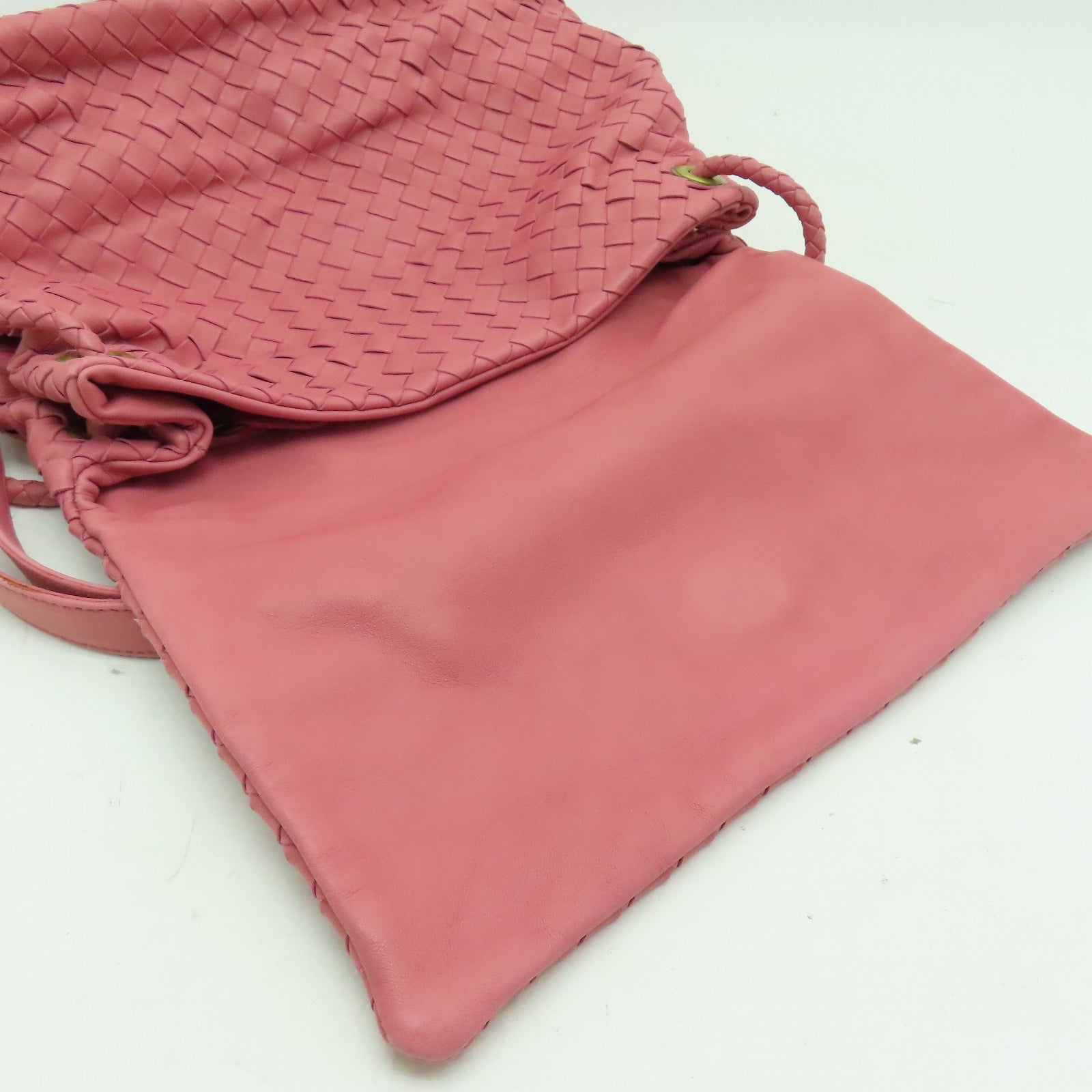 BOTTEGA VENETA 織紋皮革Shoulder Bag金扣肩背袋粉紅色