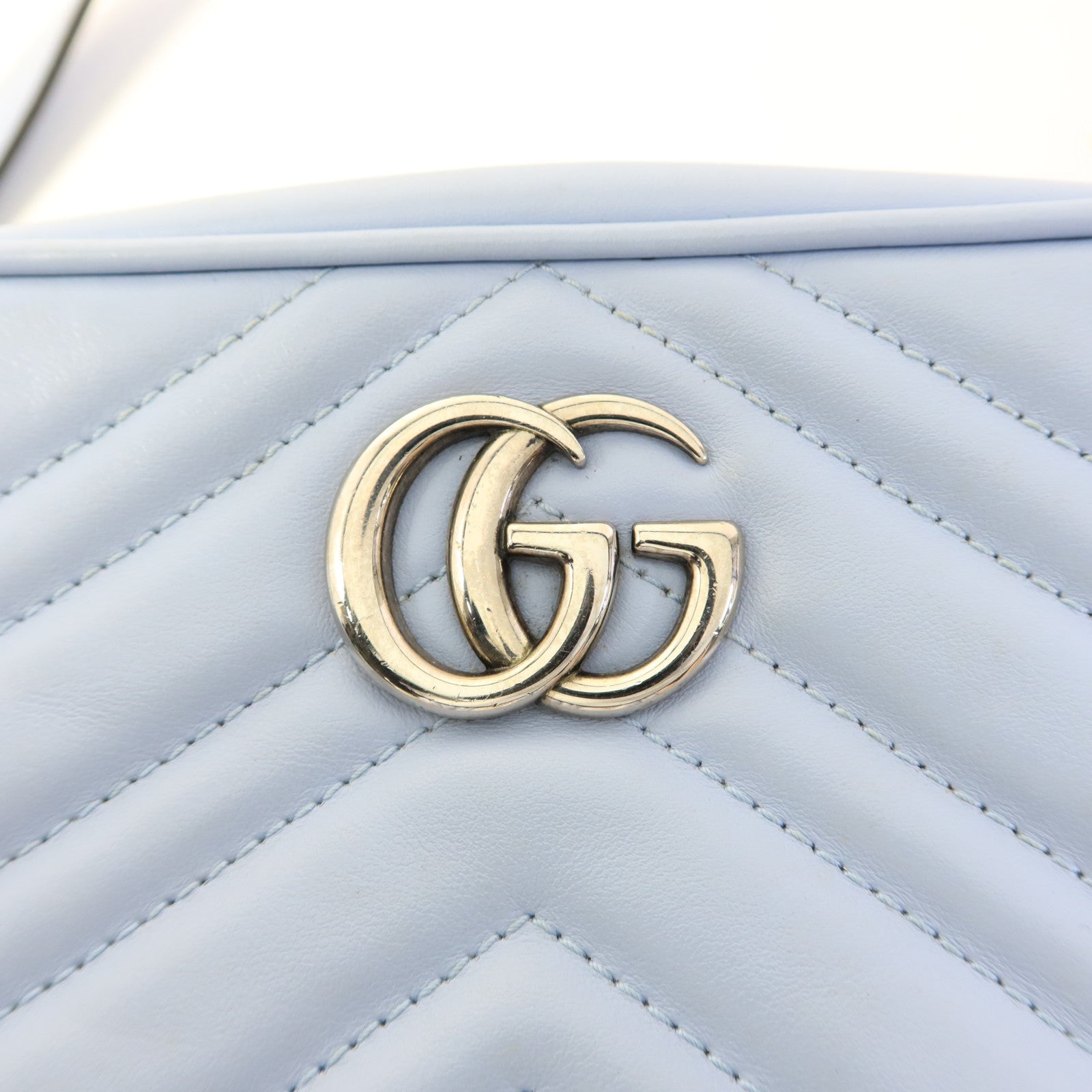 GUCCI 牛皮皮革GG Marmorrt銀扣肩背袋