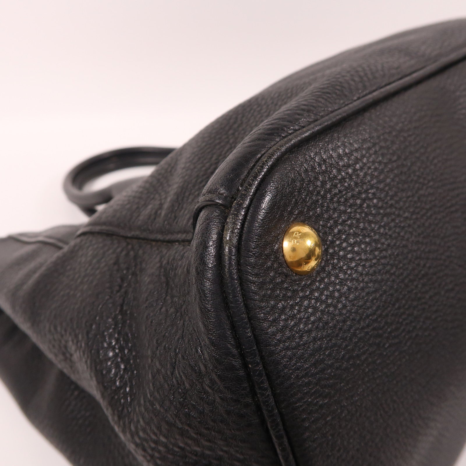PRADA 牛皮皮革2 Way Shoulder Bag金扣手挽肩背兩用袋黑色