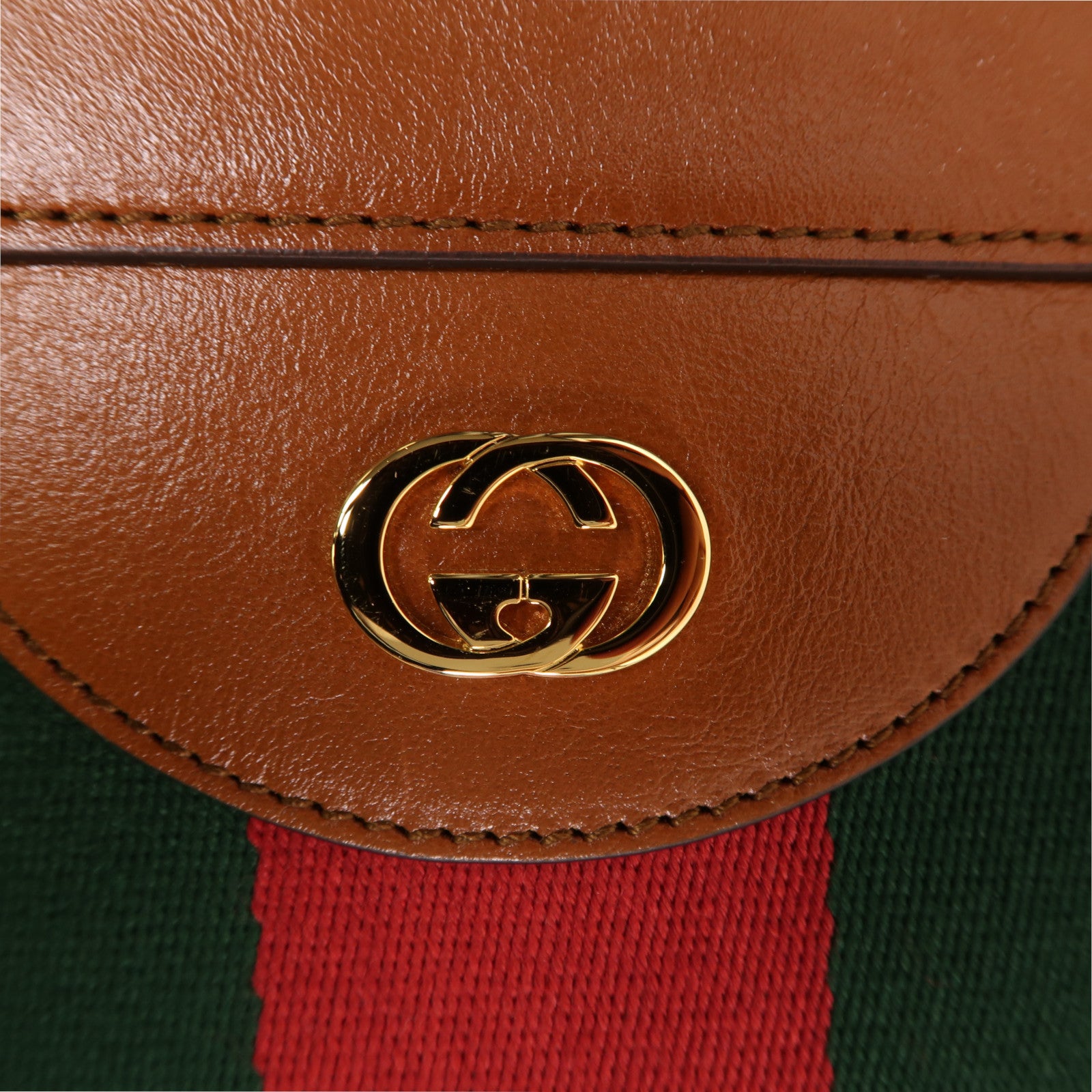GUCCI 帆布Sherry Line Vintage金扣手挽肩背兩用袋啡色