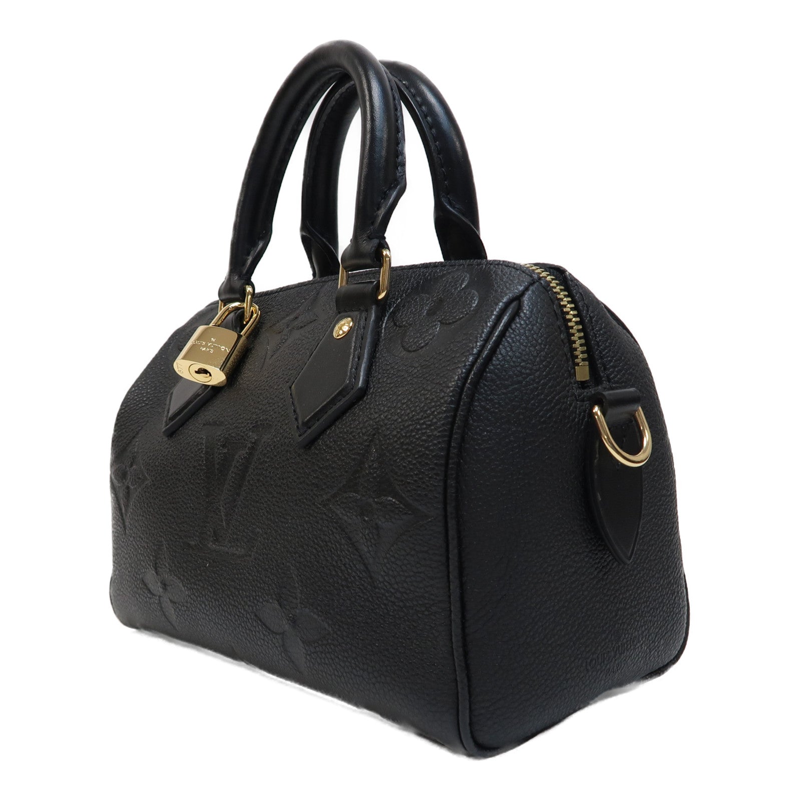 LOUIS VUITTON Monogram Empreinte Speedy Bandouliere 20金扣手挽肩背兩用袋黑色