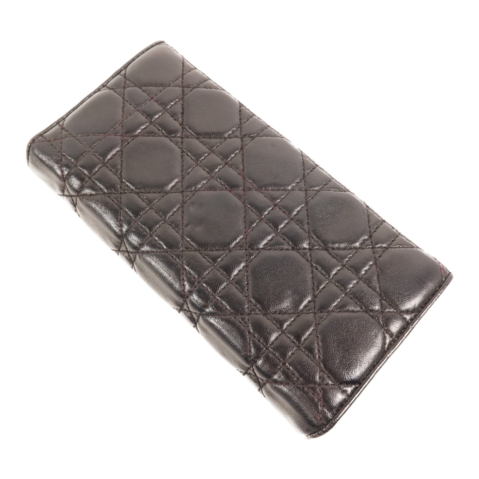 Dior 羊皮皮革Long Wallet銀扣長錢包