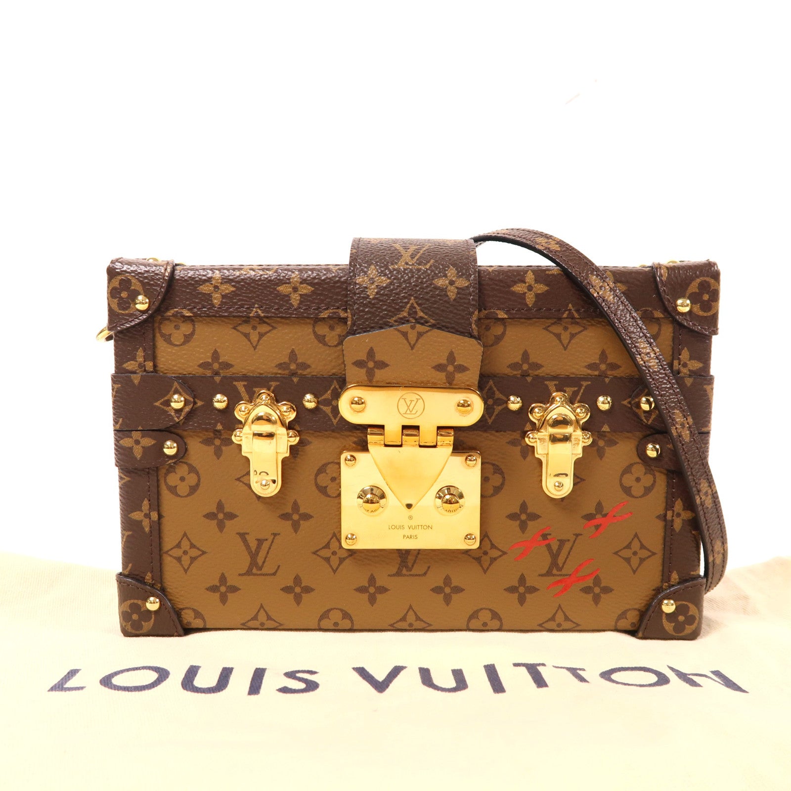 LOUIS VUITTON【激減優惠】 Monogram Reverse Petite Malle金扣肩背袋