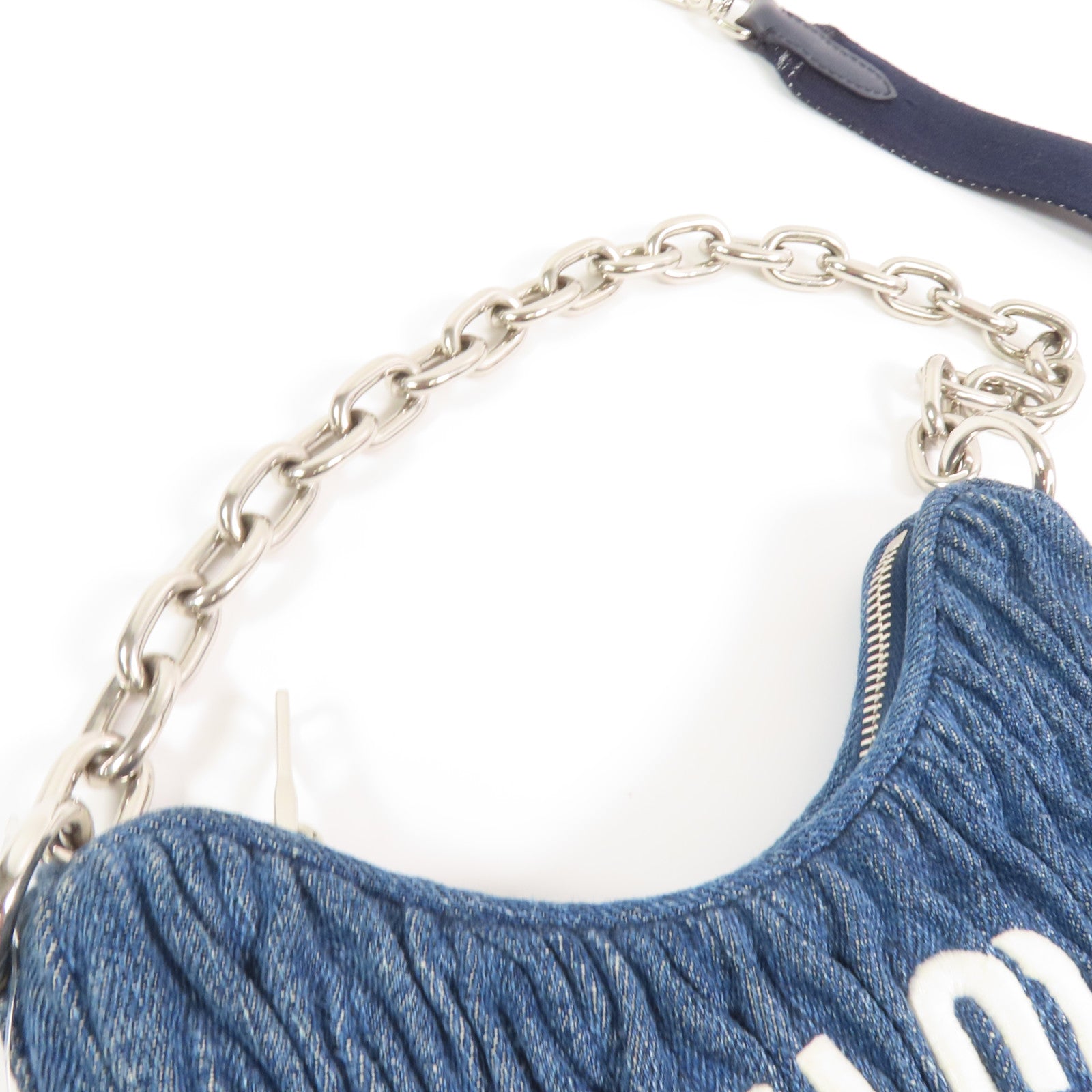 Miu Miu 牛仔布2Way Shoulder Bag銀扣手挽肩背兩用袋
