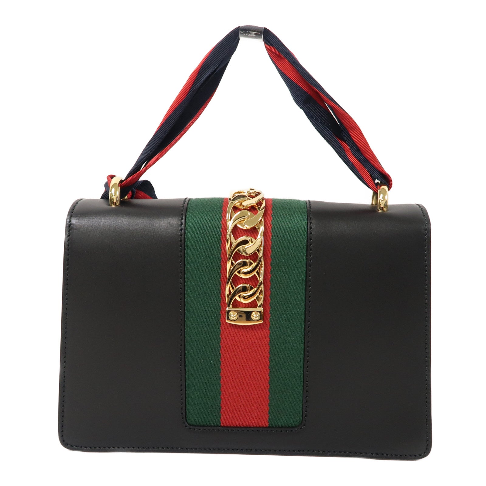 GUCCI 牛皮皮革Sylvie Small Shoulder Bag金扣黑色