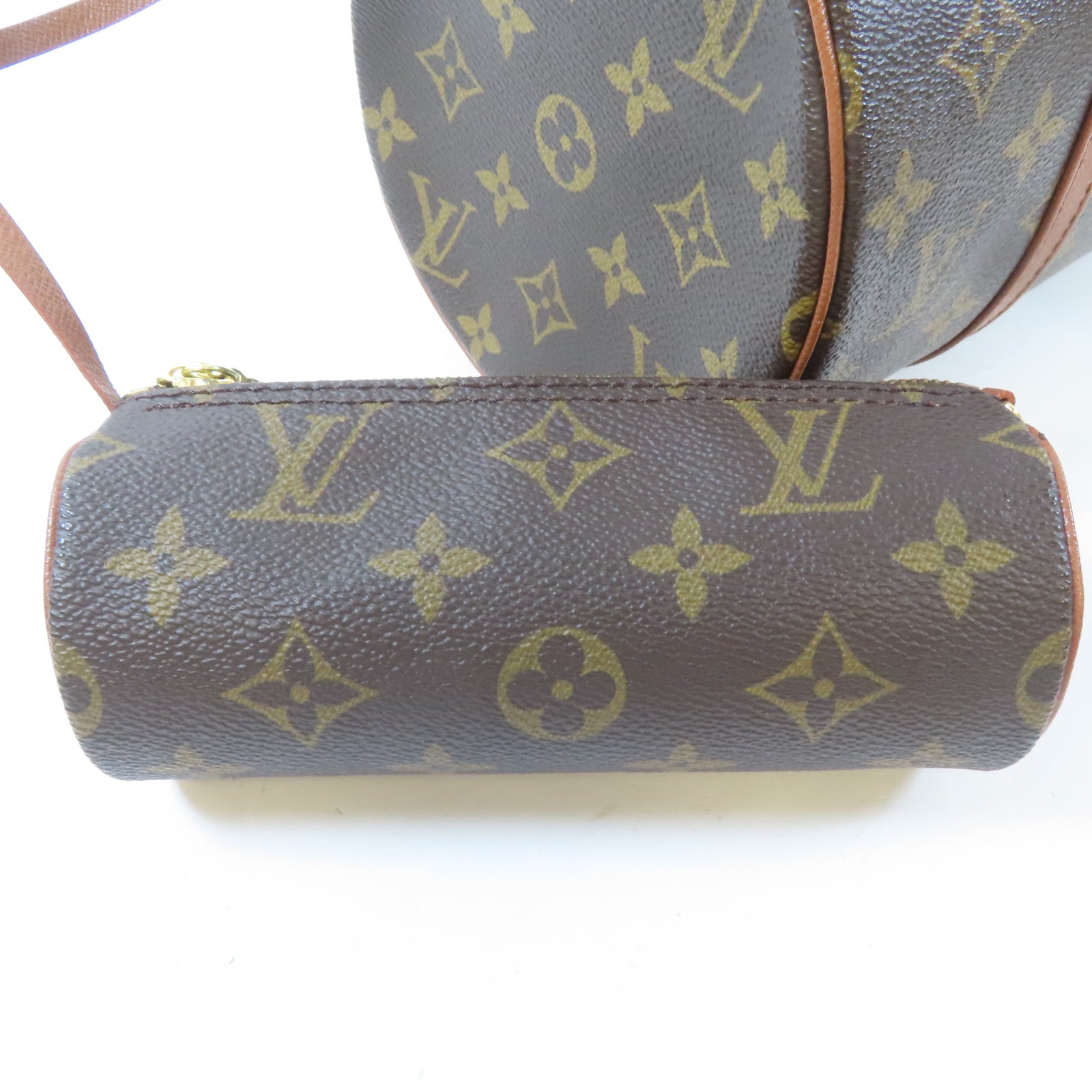 LOUIS VUITTON Monogram Papillon GM金扣手挽袋啡色
