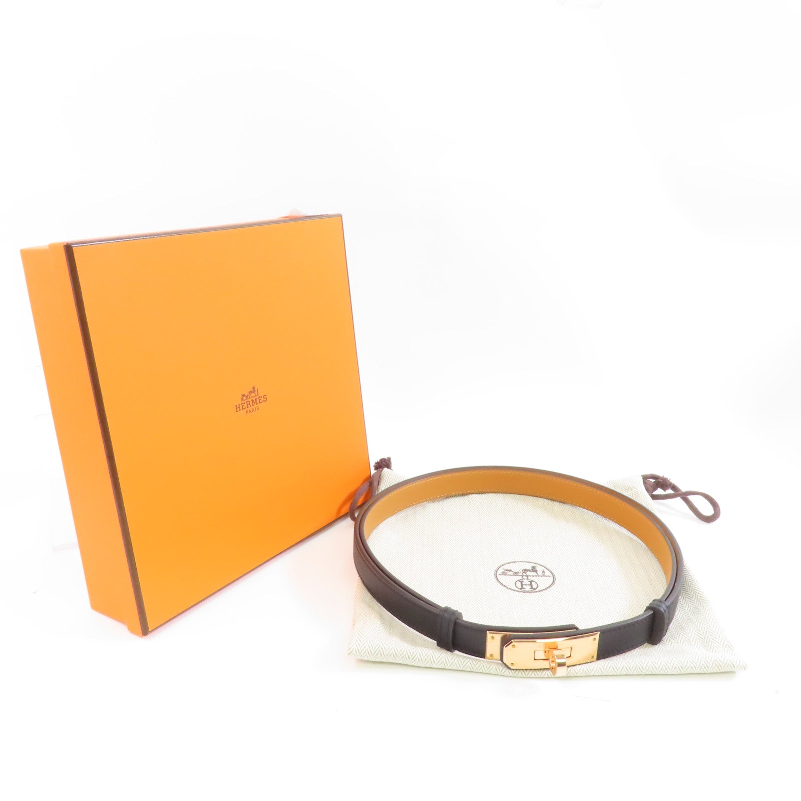HERMES Epsom皮革Kelly Belt皮帶Noir/黑色