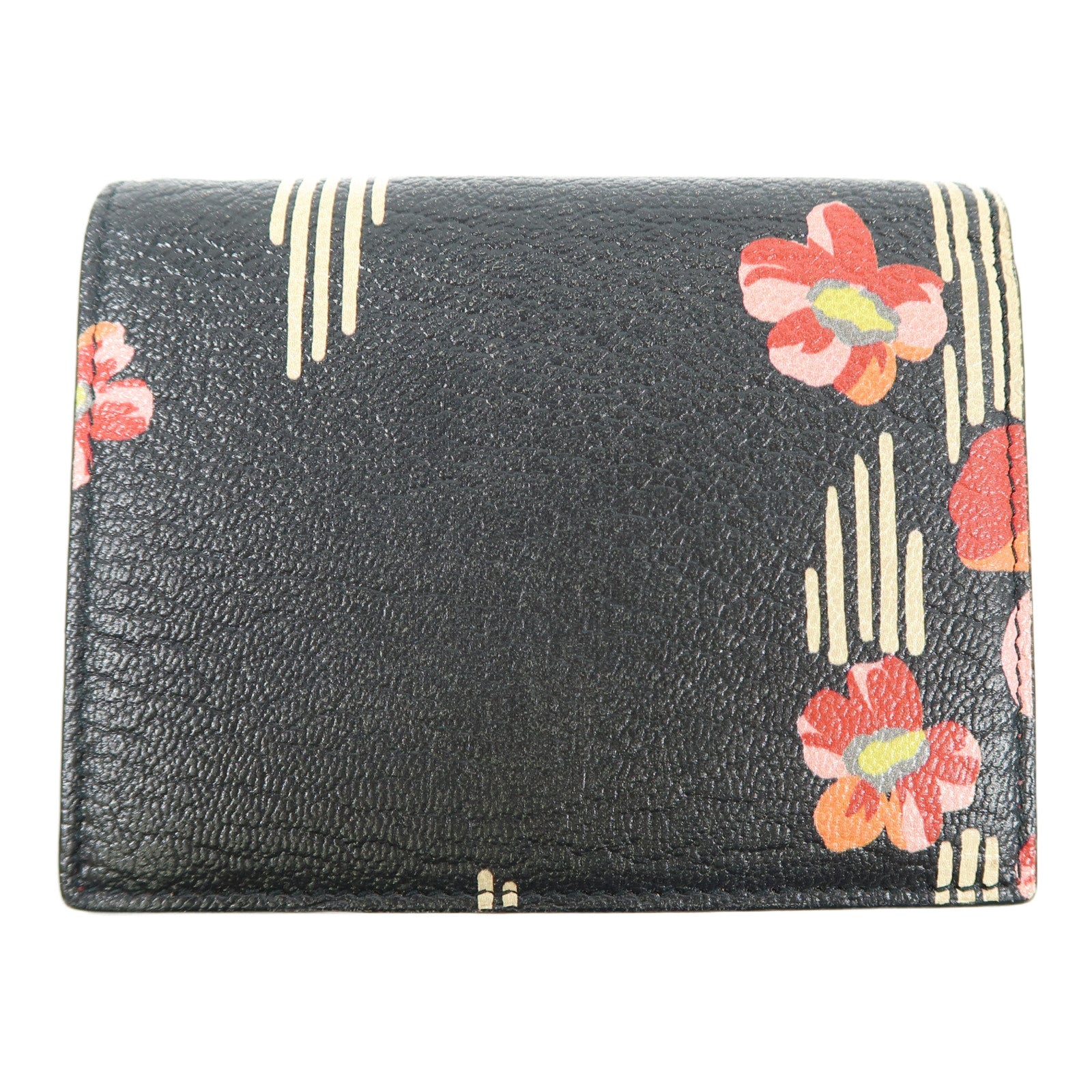PRADA 【激減優惠】山羊皮皮革Wallet金扣錢包黑色/紅色