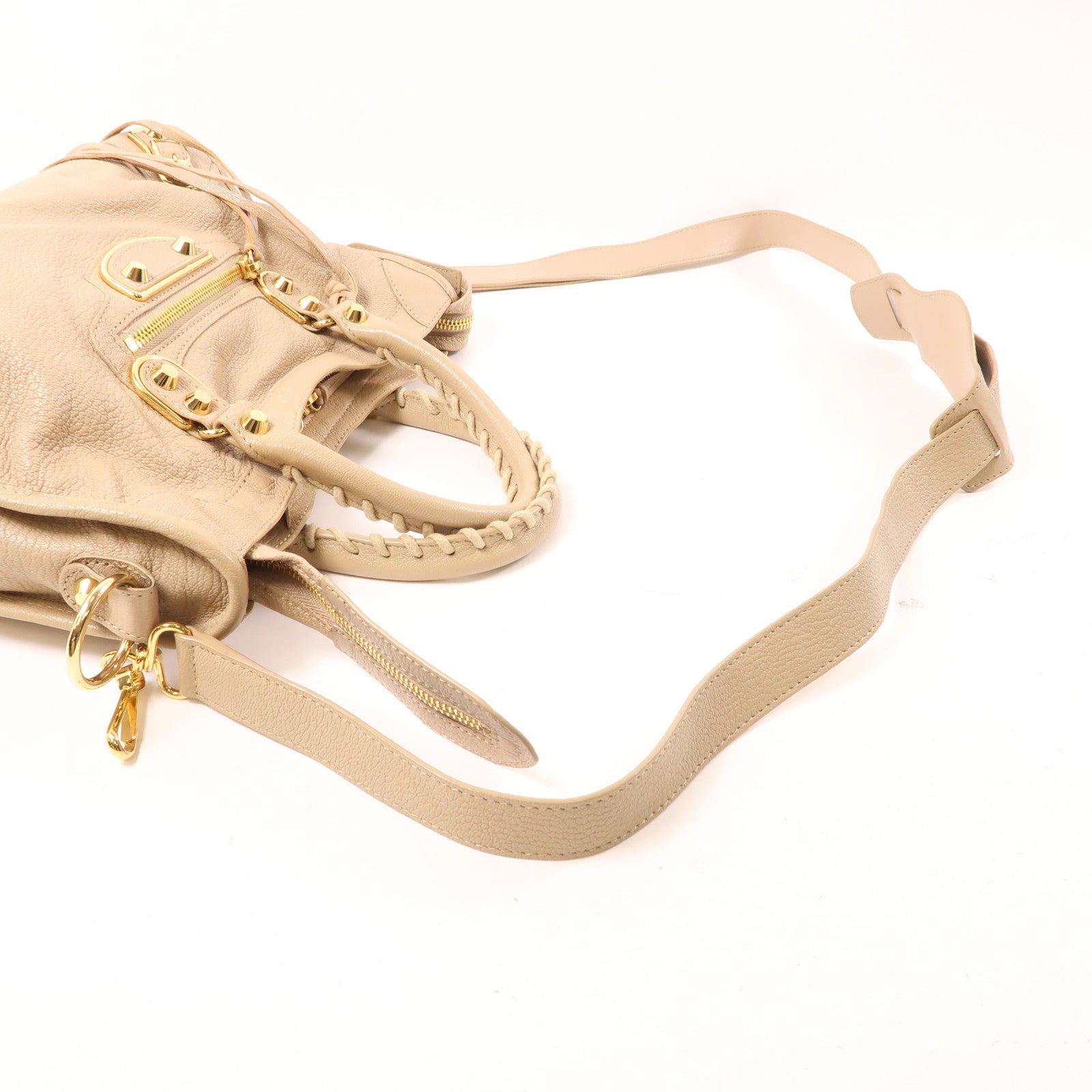 BALENCIAGA 牛皮皮革Le City Small金扣手挽肩背兩用袋棕色